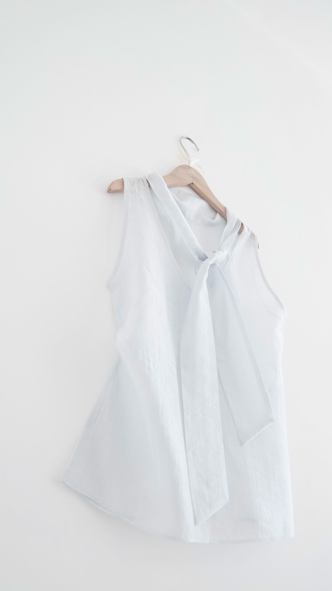 faro sheer draped neck sleeveless top in sora (pre-order)