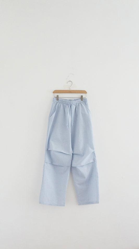 toi checked pants in baby blue (flawed)