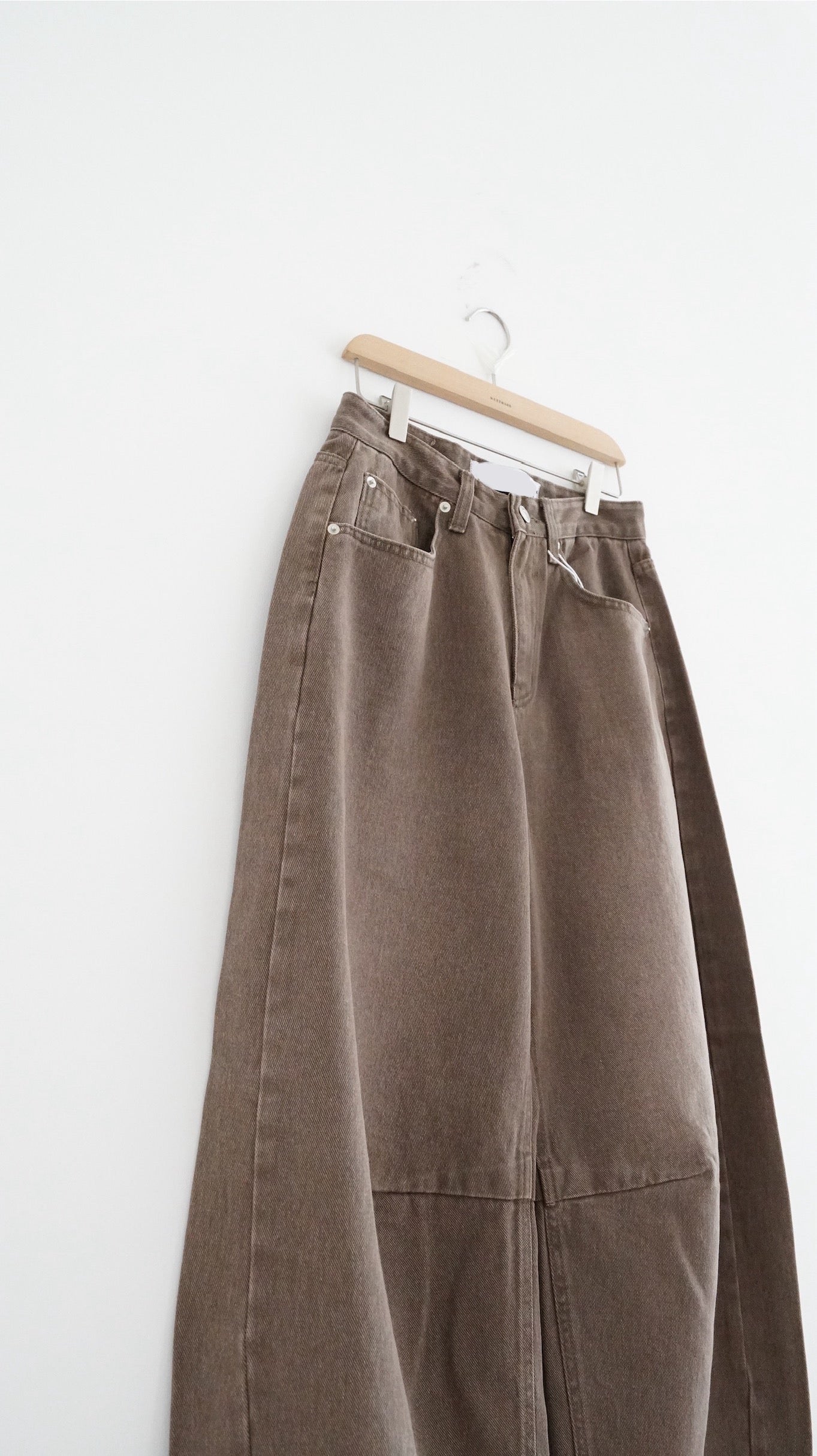 washed cocoon pants in brown (pre-order)