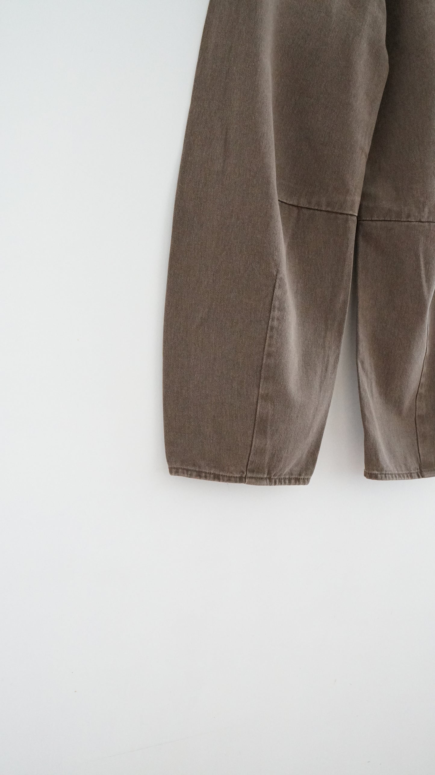 washed cocoon pants in brown (pre-order)