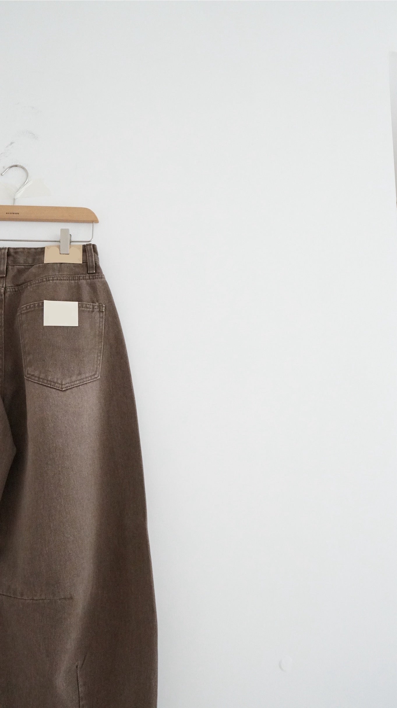 washed cocoon pants in brown (pre-order)