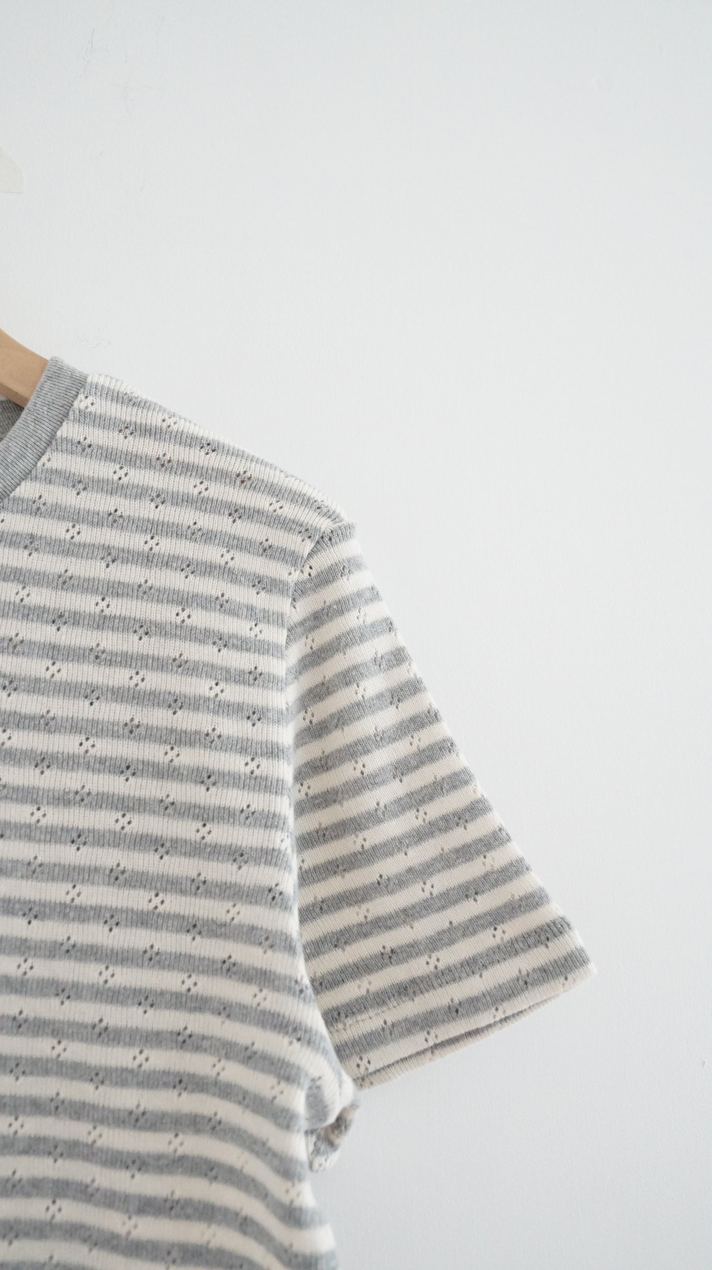 baby cotton striped tee in grey (pre-order)