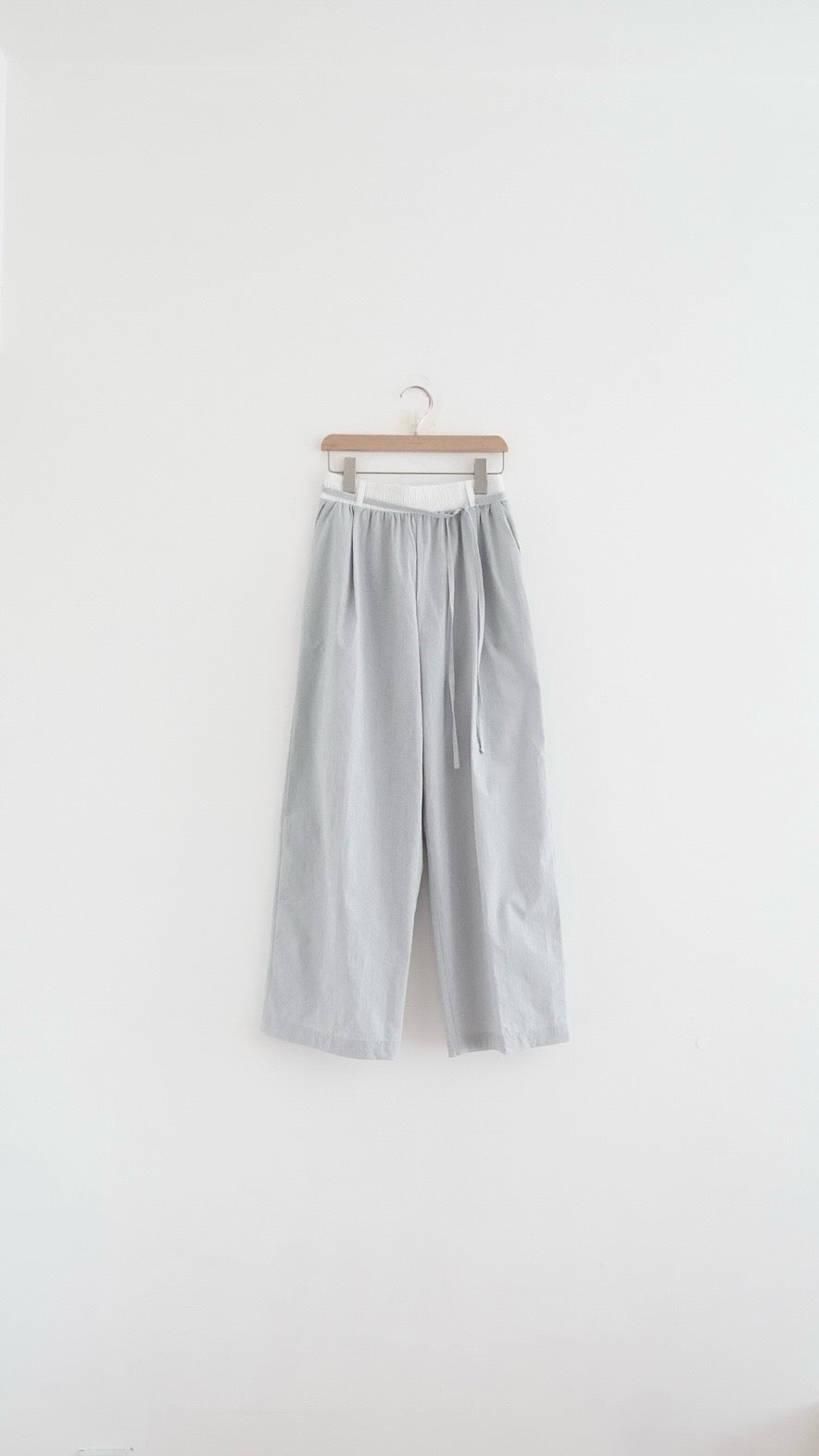 aoi drawstring striped wide-leg trousers in ice grey (pre-order)