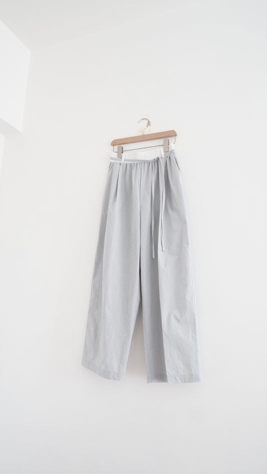 aoi drawstring striped wide-leg trousers in ice grey (pre-order)