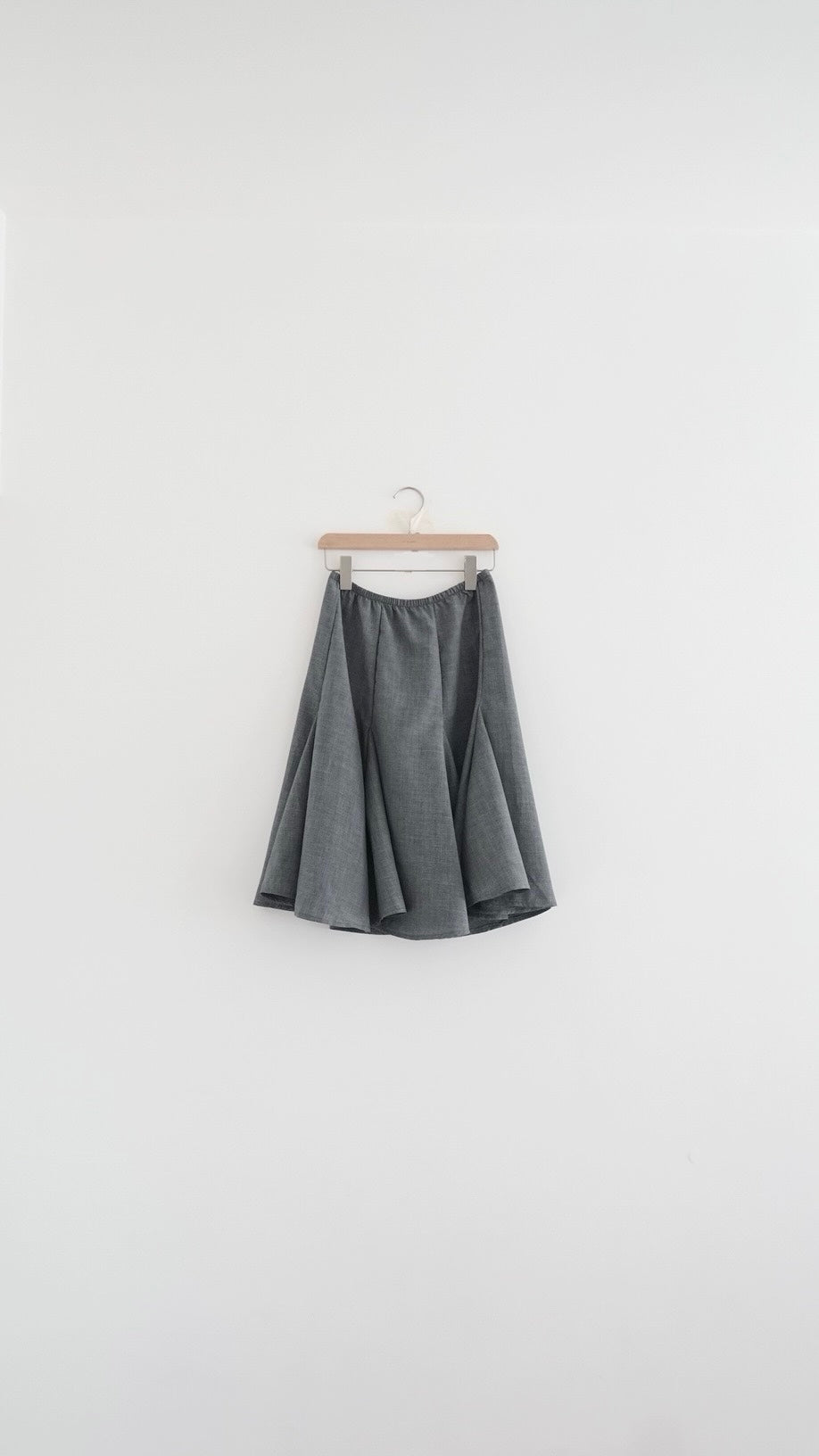 belle panelled flare midi skirt in grey (pre-order)
