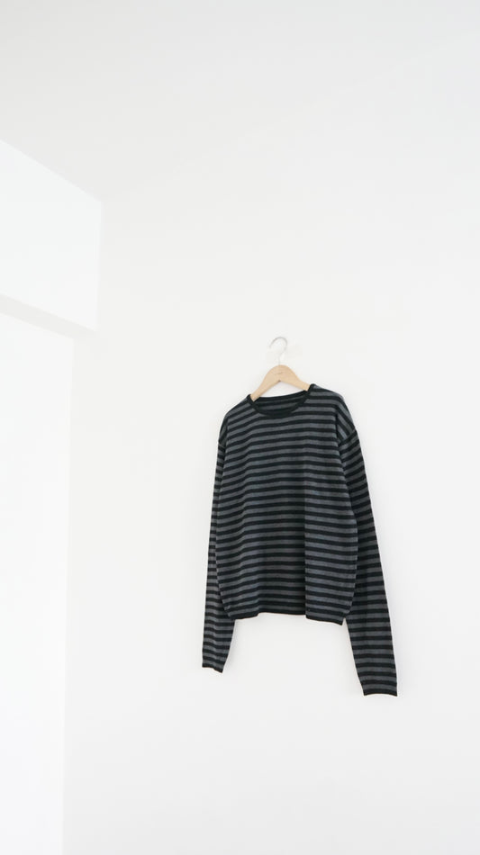 minimalist striped sweater in grey (pre-order)