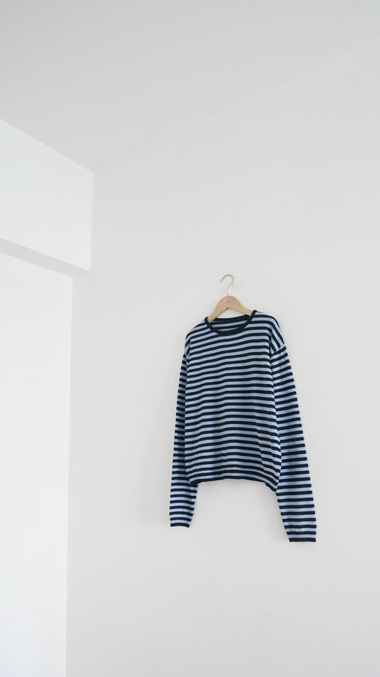 minimalist striped sweater in navy (pre-order)