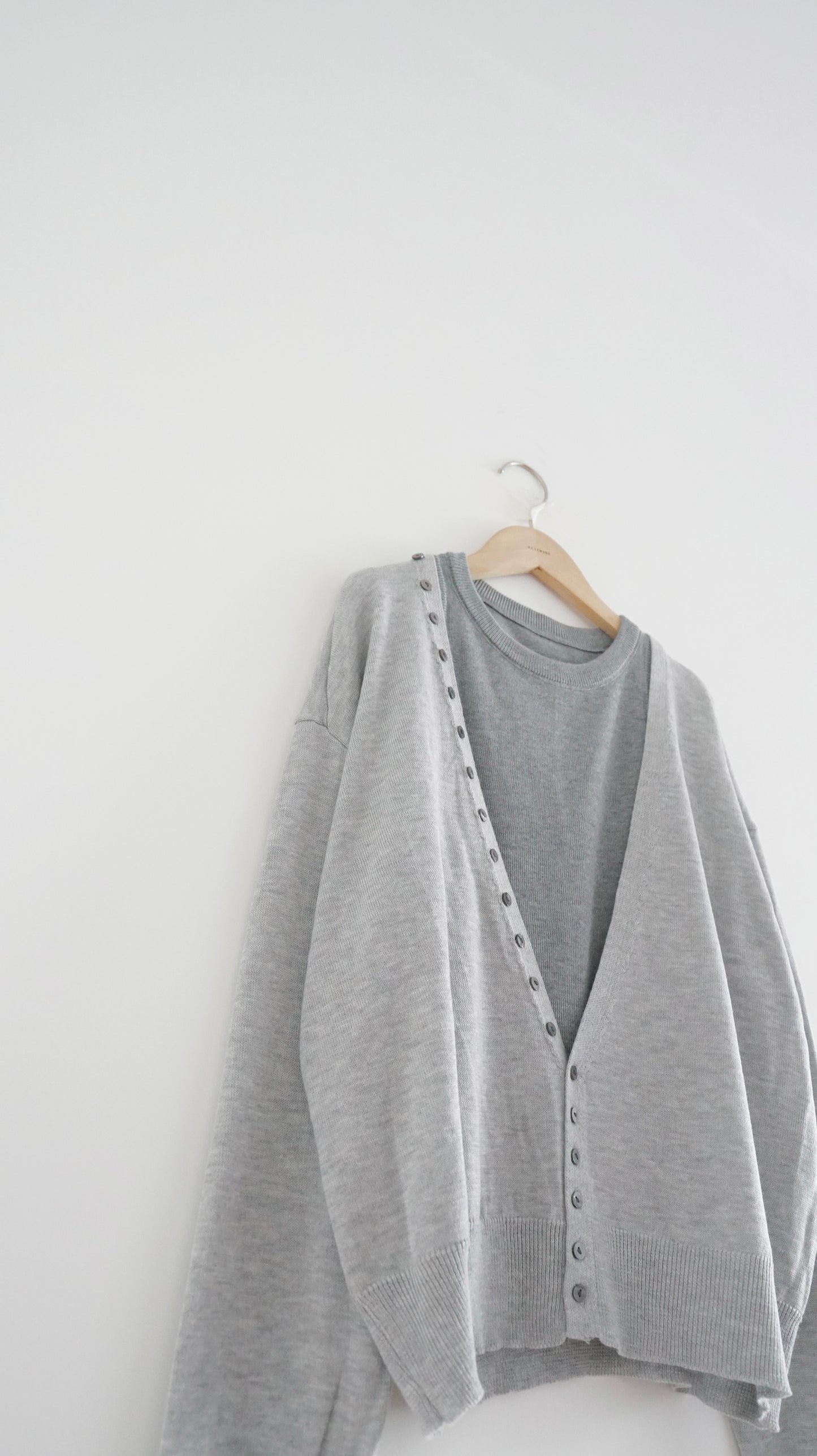 detail button cardigan in grey (pre-order)