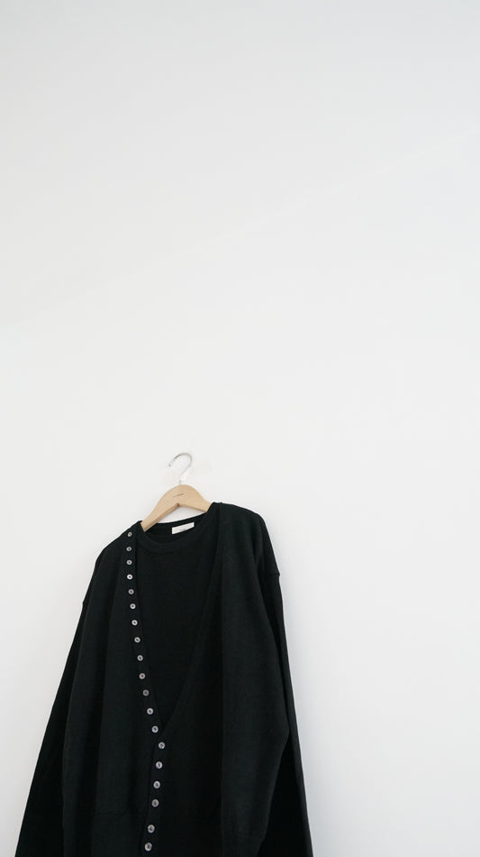 detail button set cardigan in black (pre-order)
