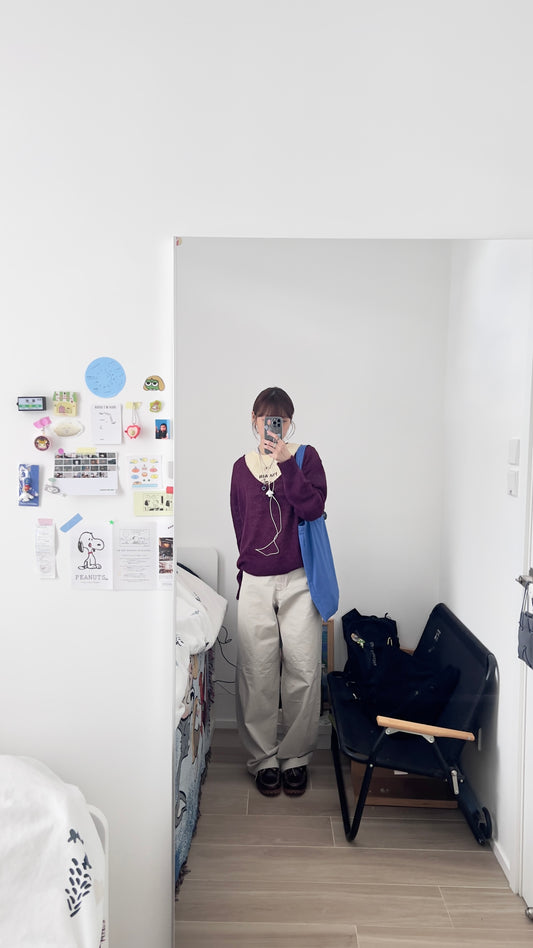 atelier light v-neck sweater in amarante (pre-order)