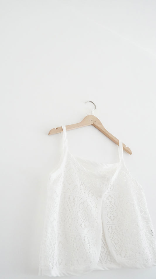 bloomwork overlay vest in white (pre-order)