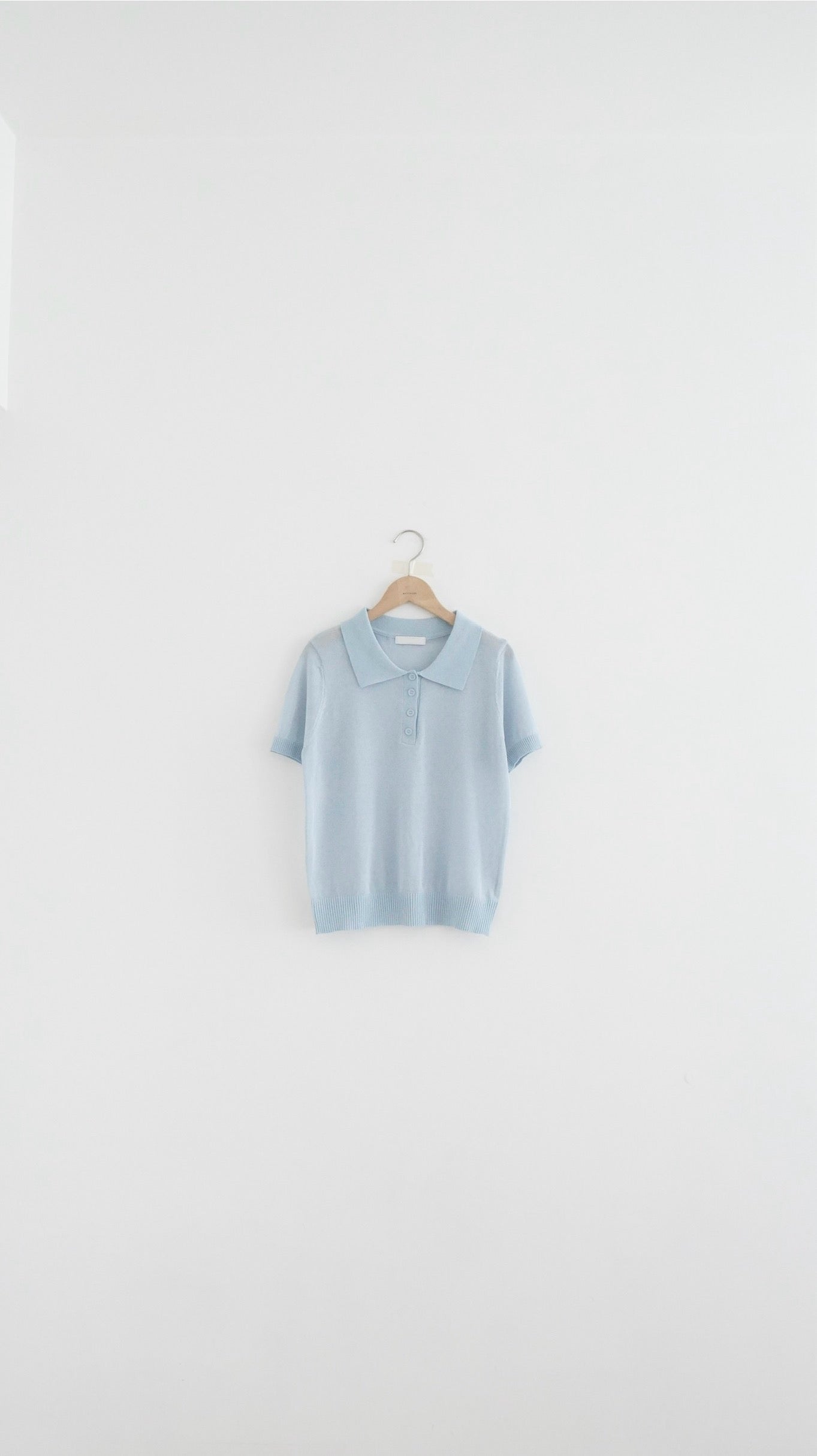 sheer buttoned polo shirt in baby-blue (pre-order)