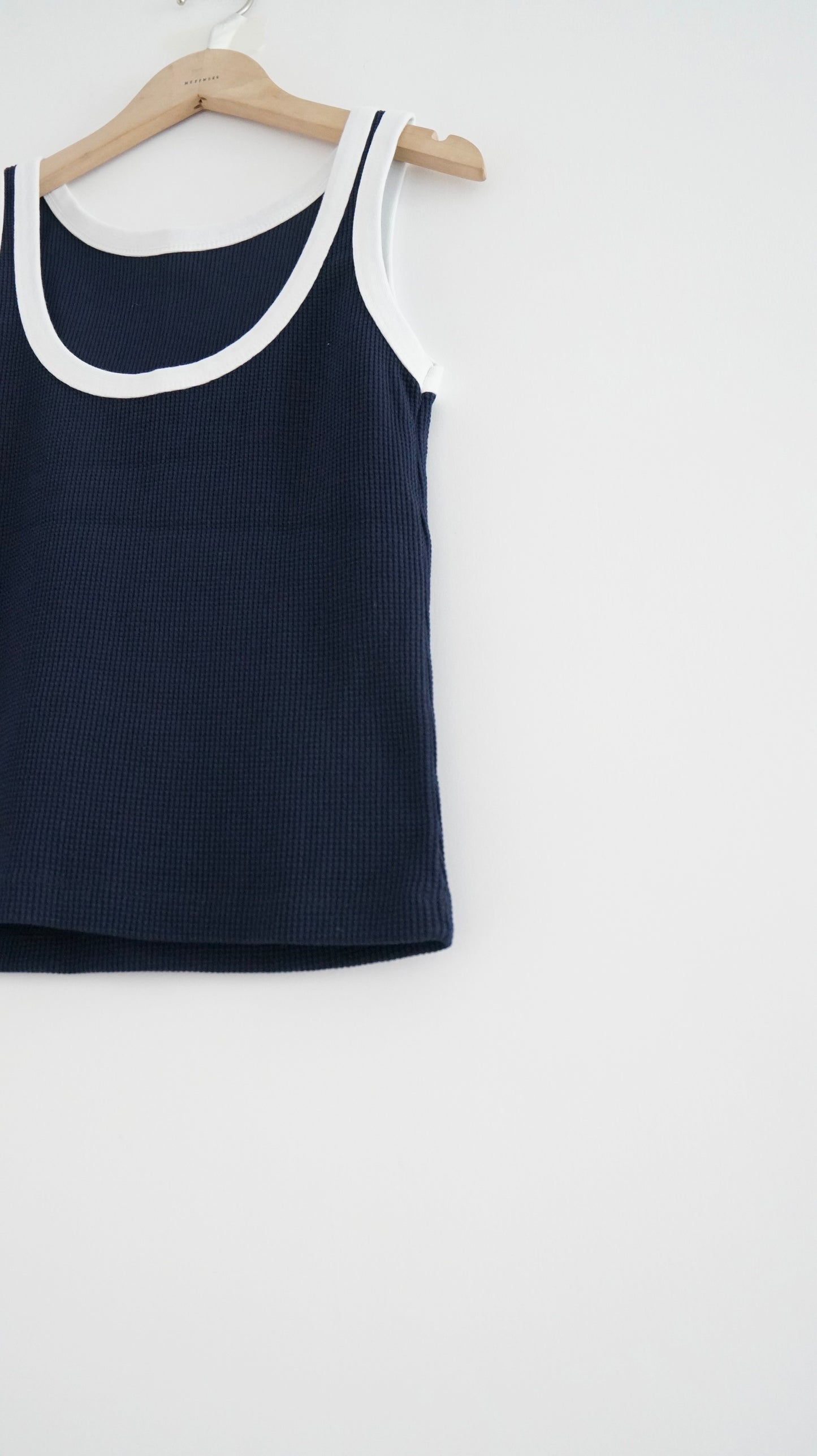 waffle vest top in navy
