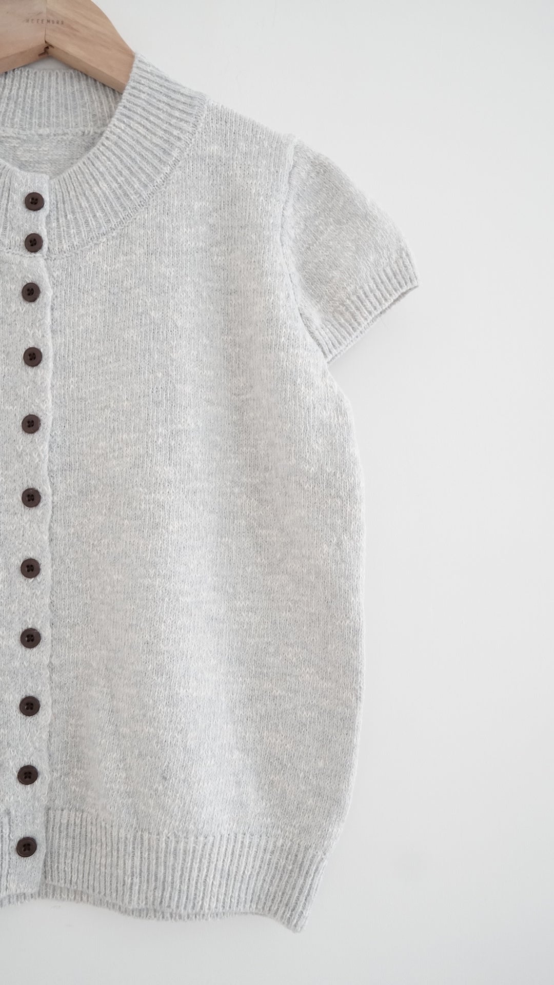 yoru button neck knit top in grey (pre-order)