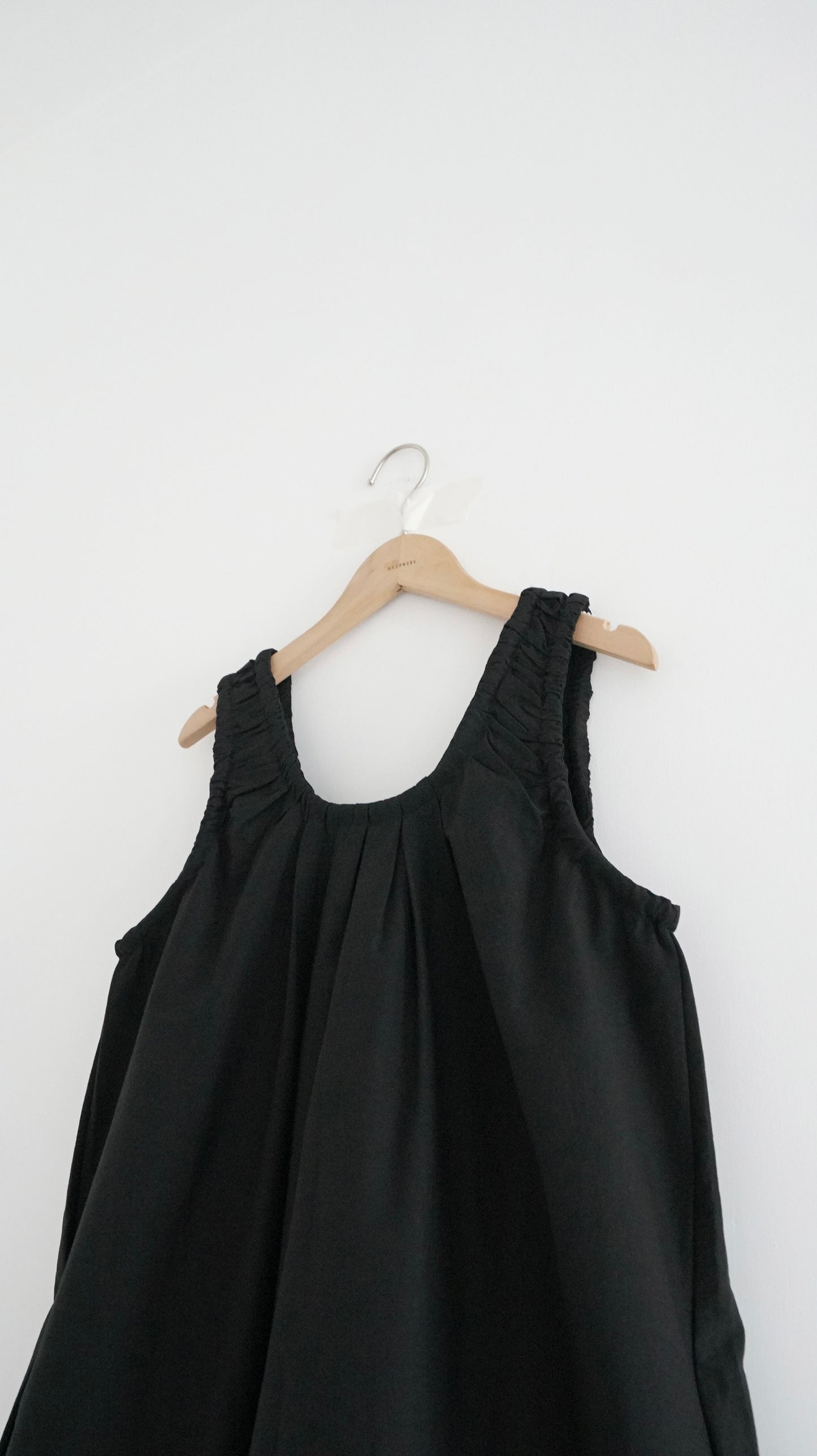 petal neck gathered dress in black (pre-order)