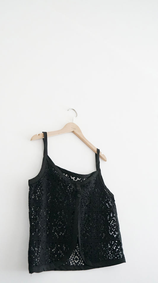 bloomwork overlay vest in black (pre-order)