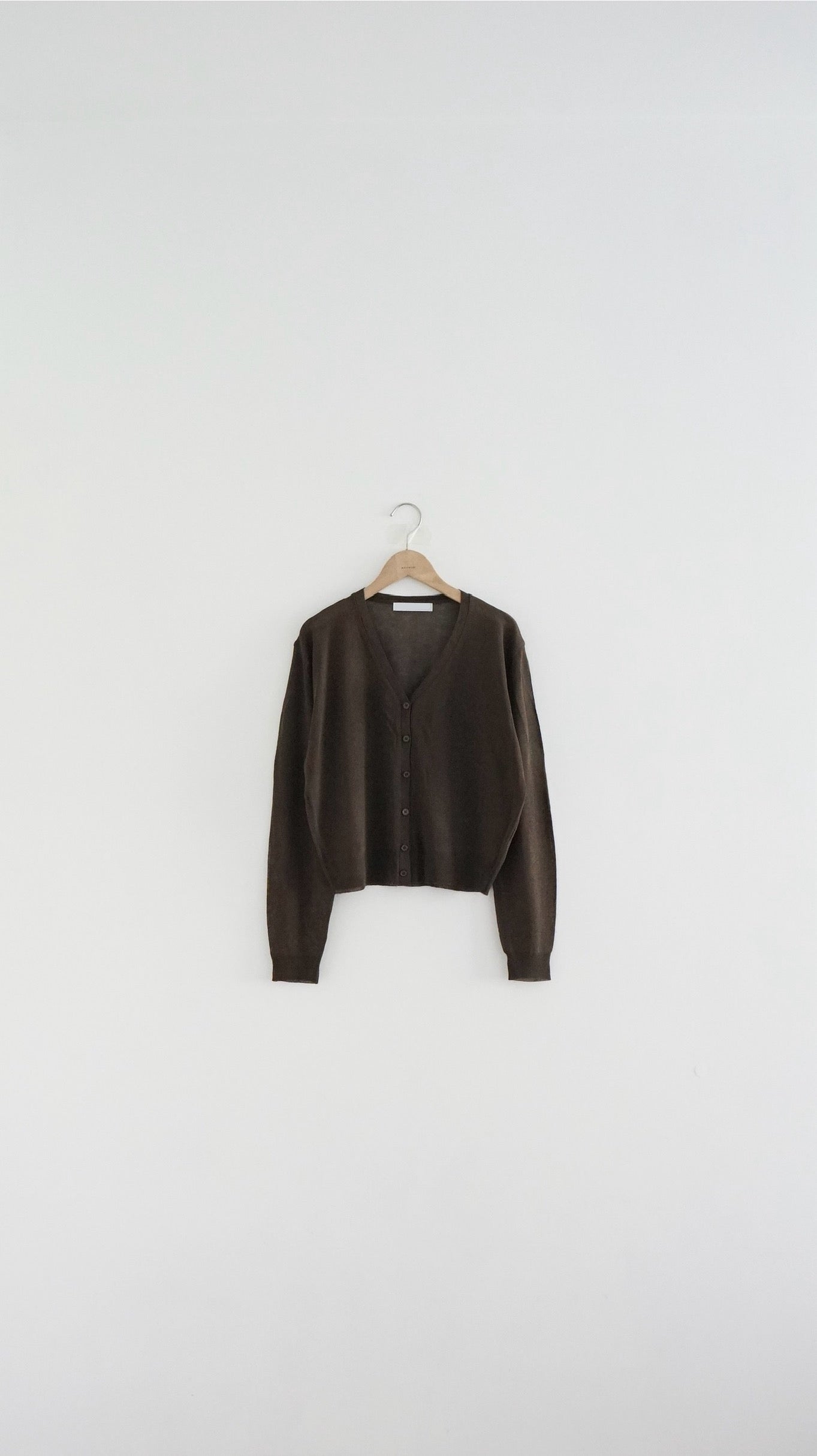 airy sheer v-neck cardigan in brown