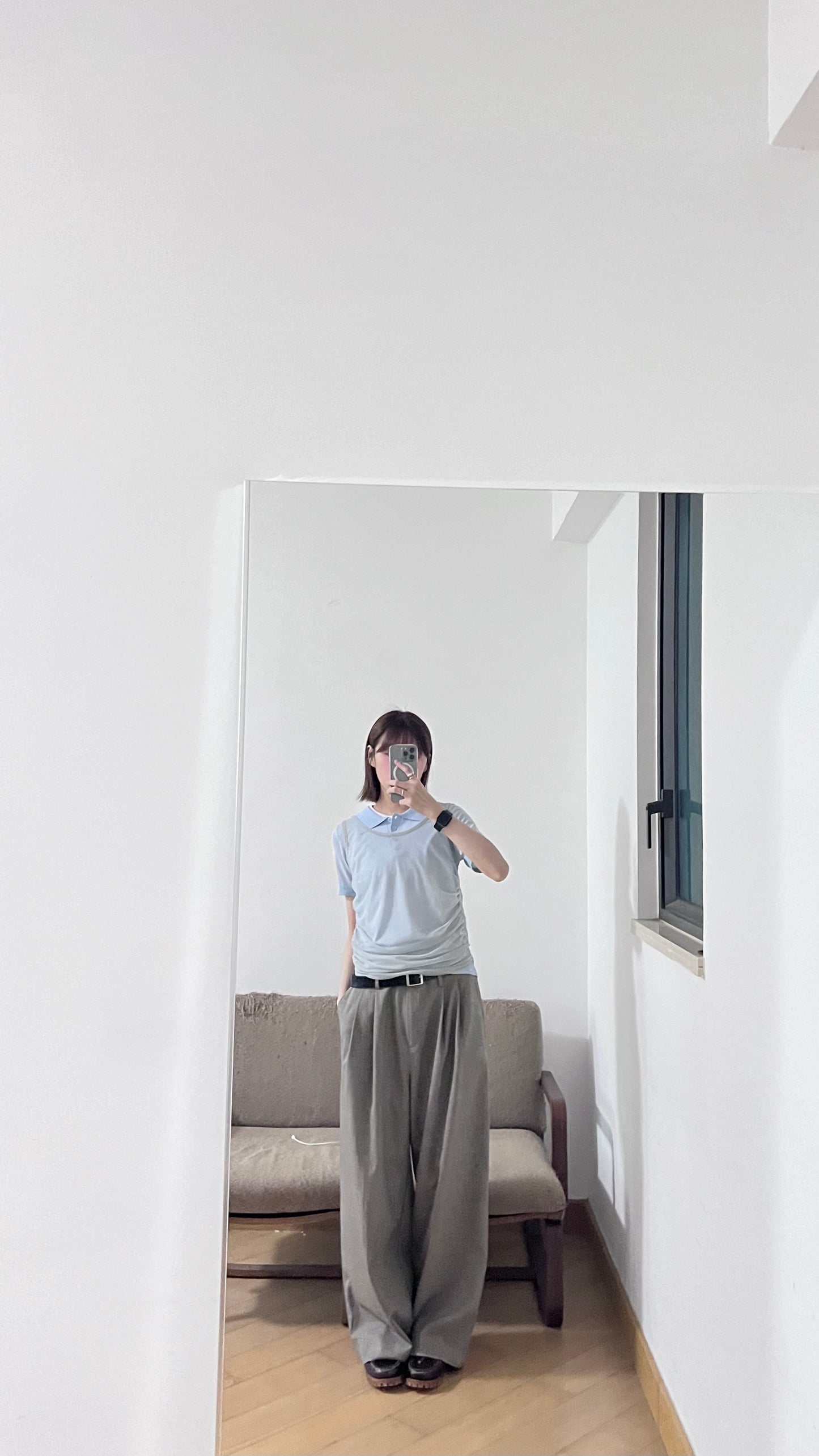 sheer pleat vest in grey (pre-order)