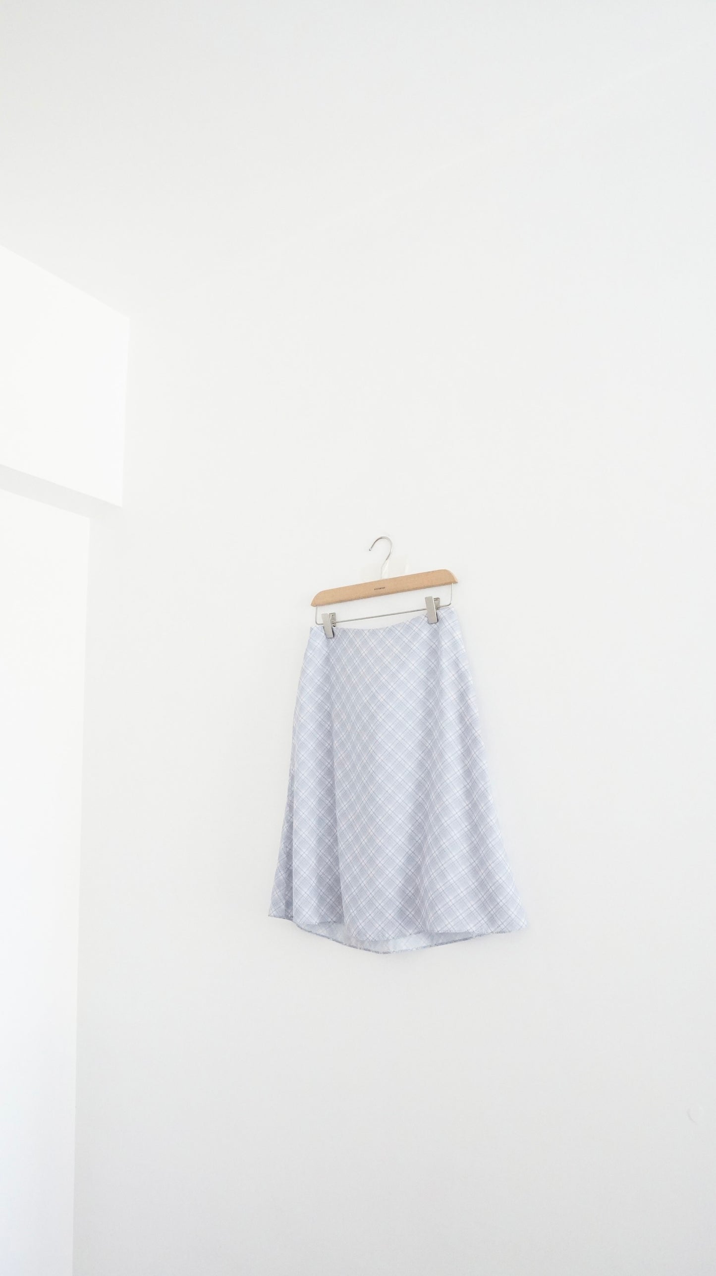 plaid lightweight midi skirt in grey (pre-order)