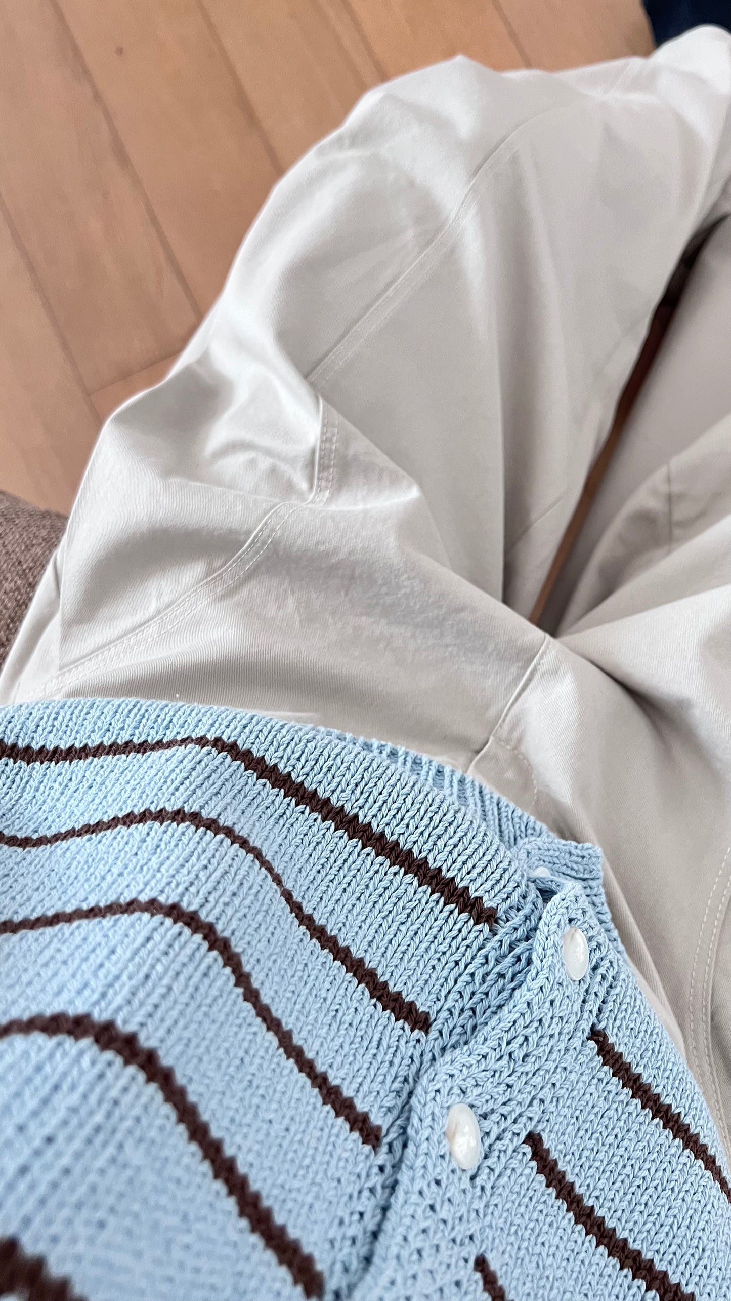 striped linen vest in baby-blue (pre-order)