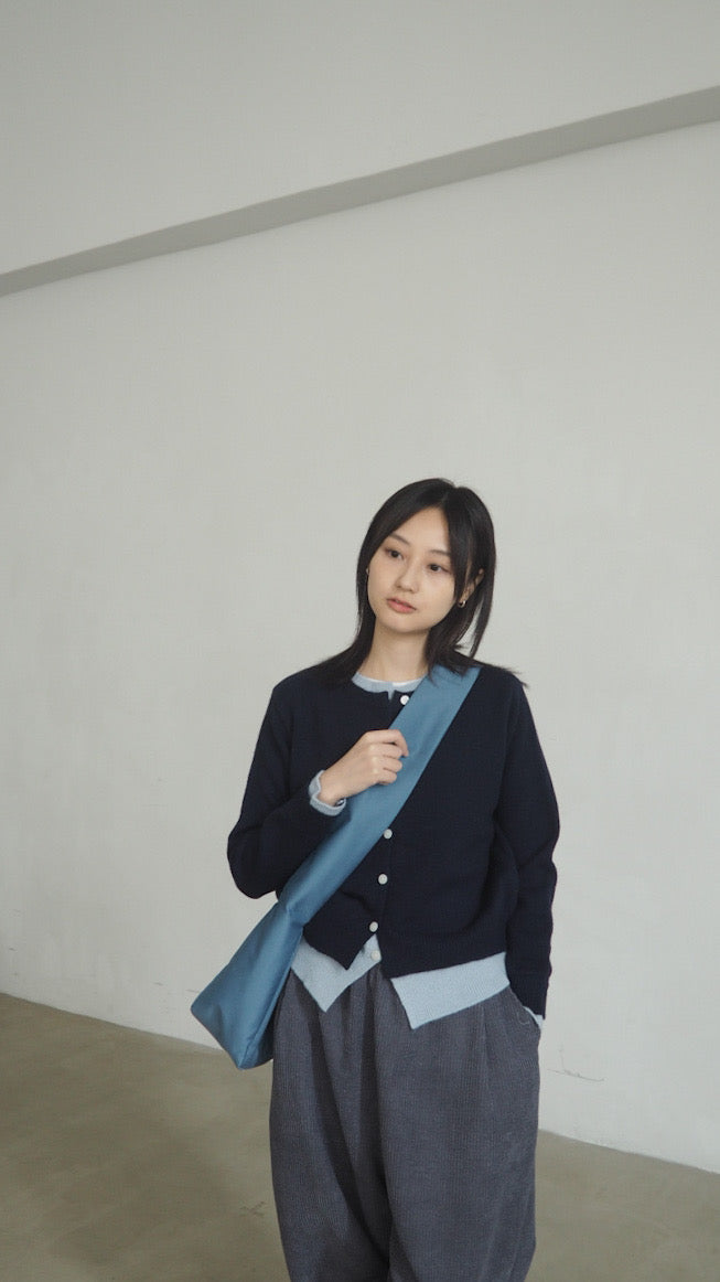 layered knit cardigan in navy (pre-order)