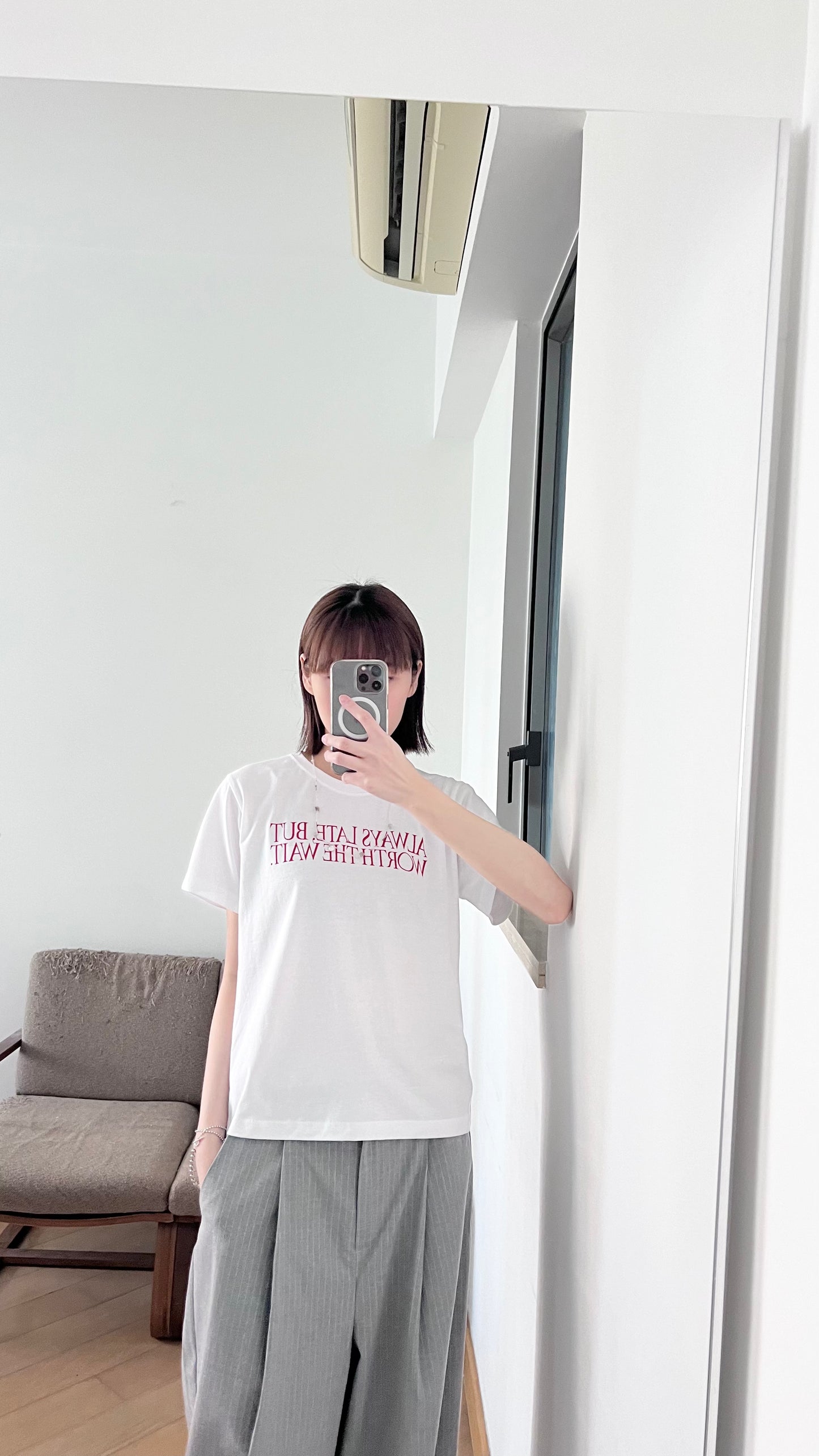 print loose fit tee in white