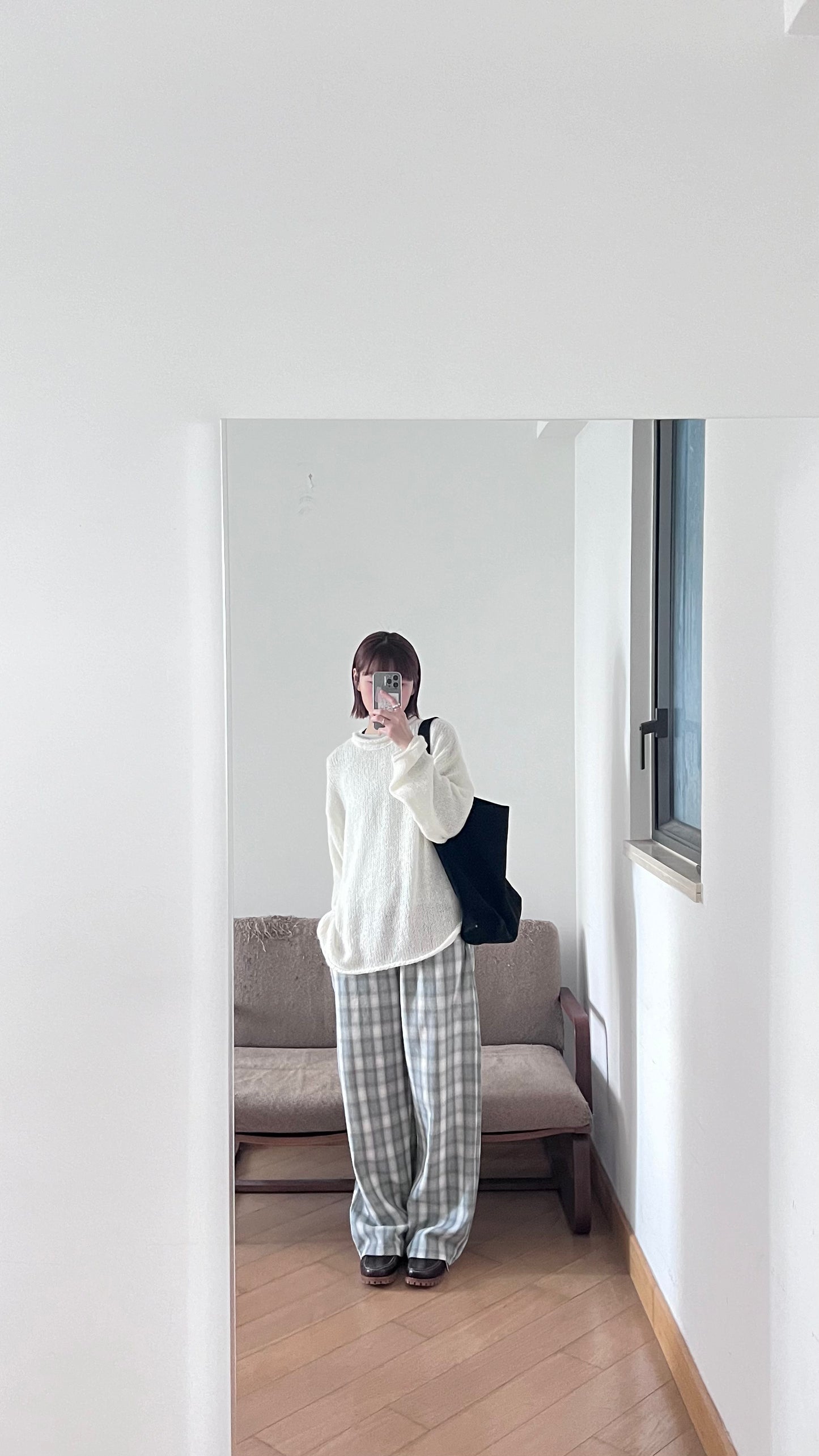 plaid lounge trousers in mint (pre-order)