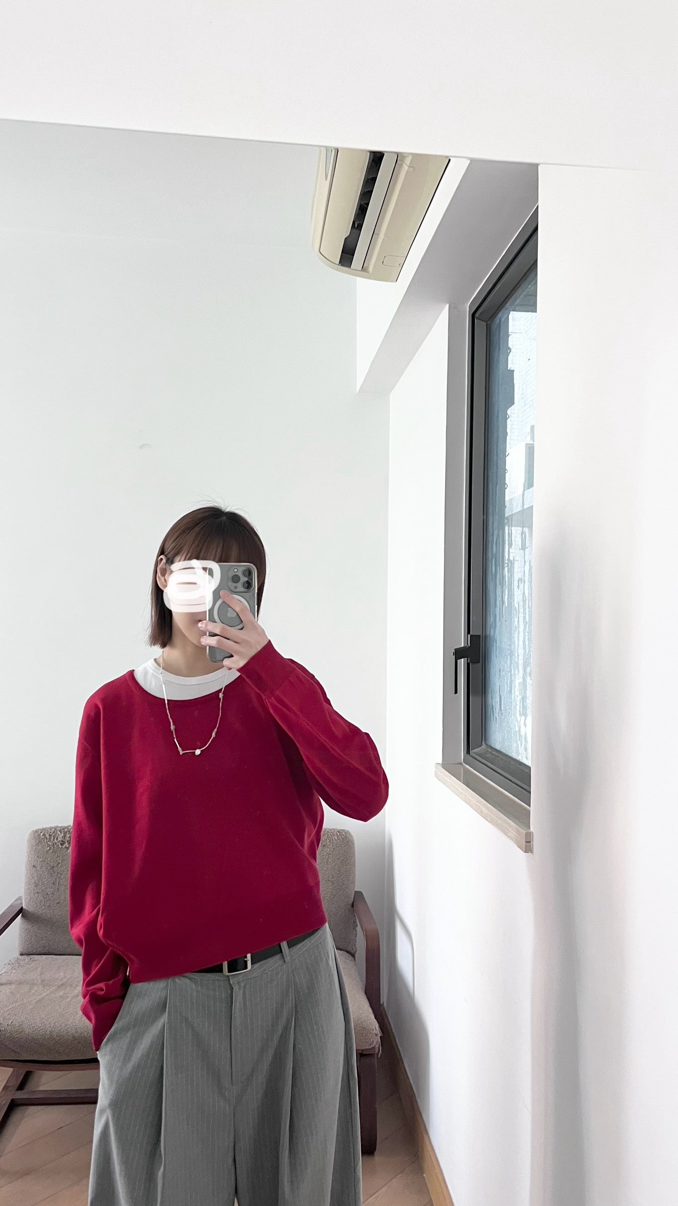 minimalist round neck sweater in red (pre-order)