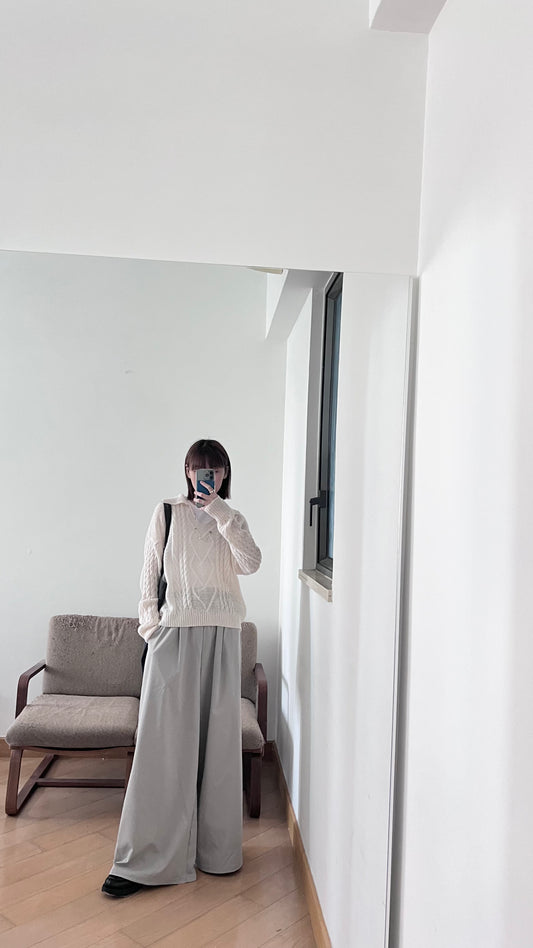 sheer v-neck shirt in ivory (pre-order)