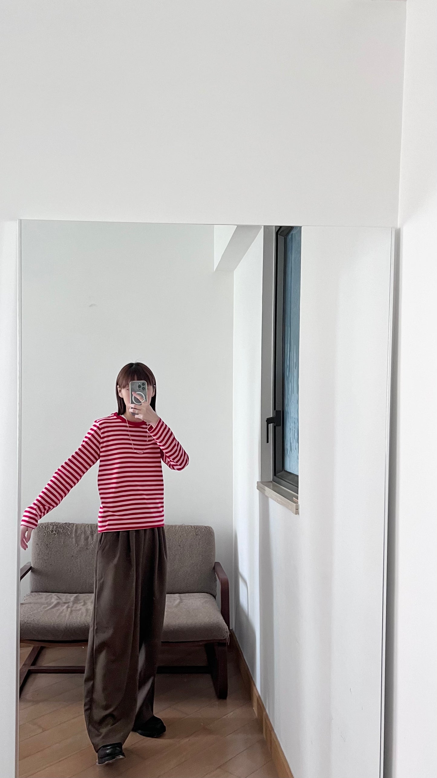 Japanese style stripe tee in red(pre-order)