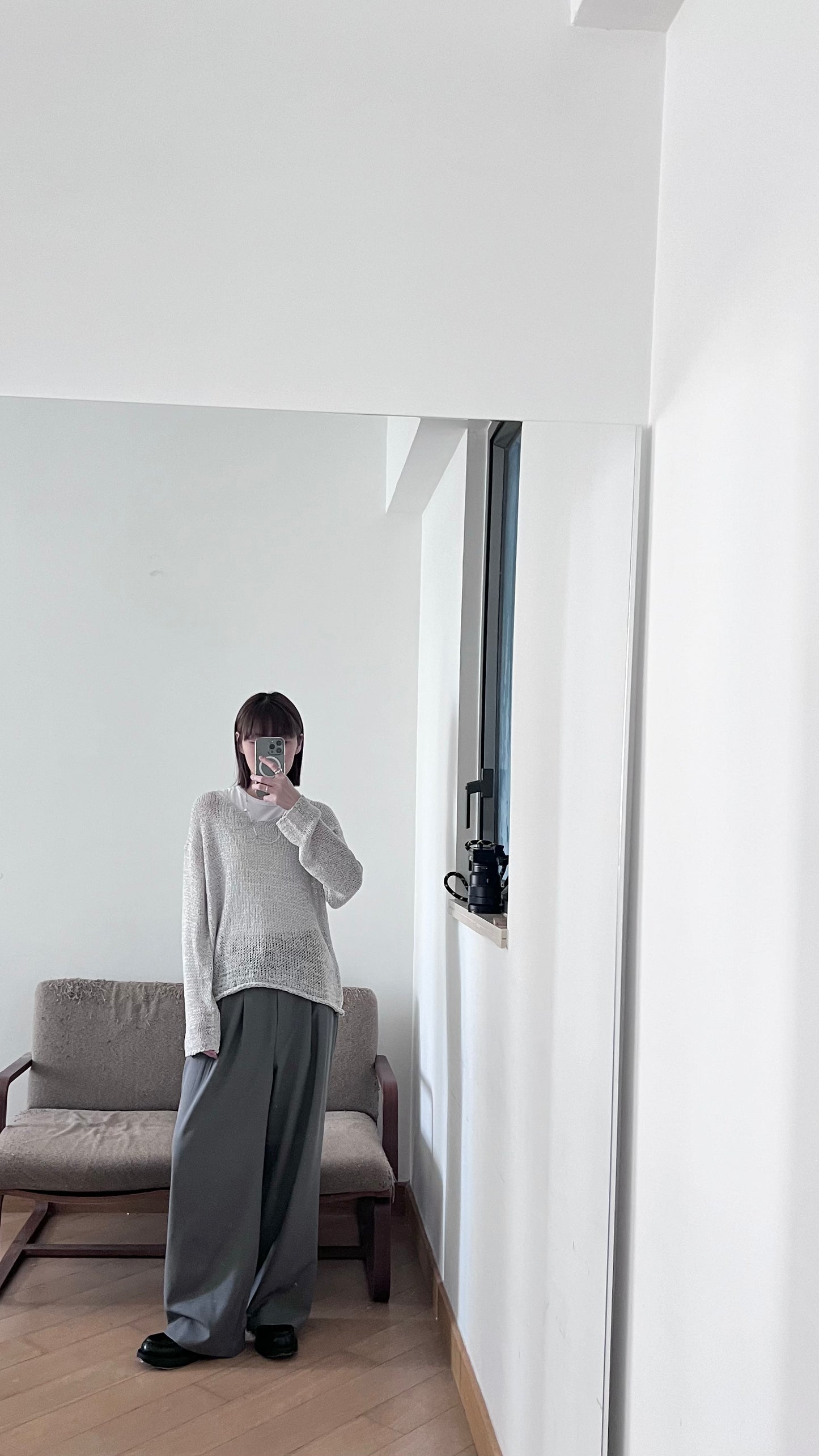 causal sweater in light grey