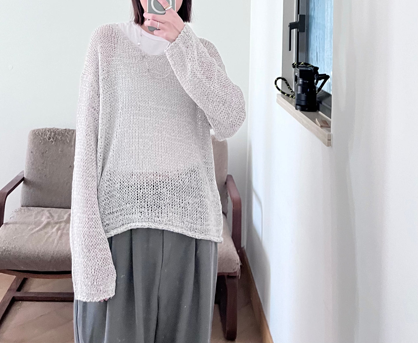 causal sweater in light grey