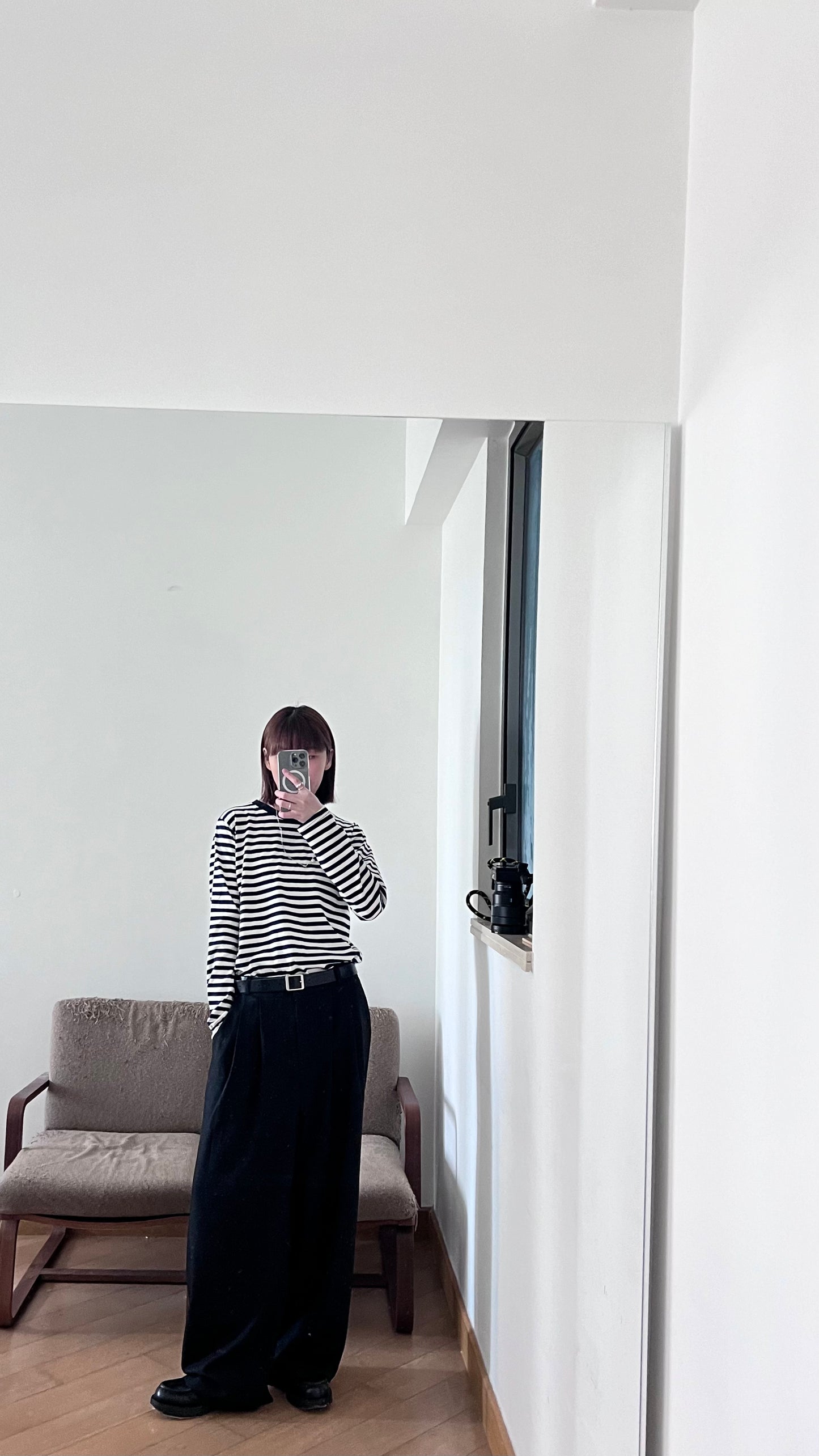 Japanese style stripe tee in navy (pre-order)