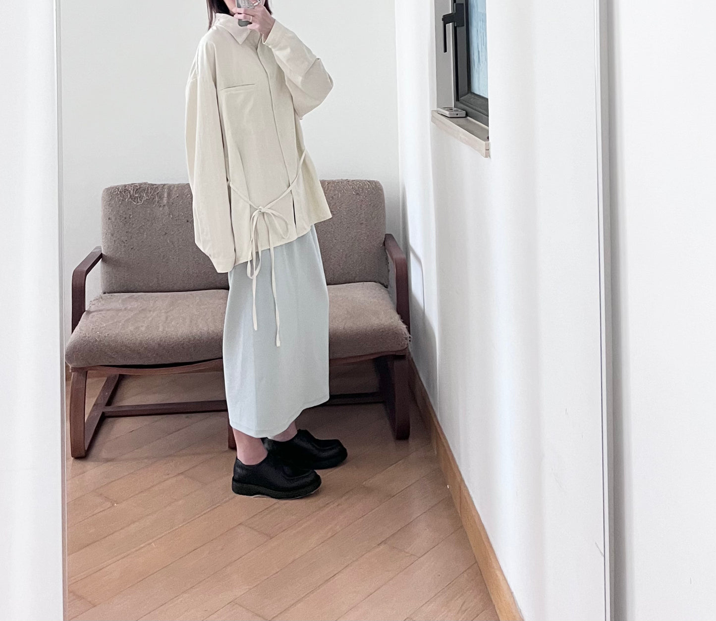 boy-friend stripe shirt in ivory (pre-order)