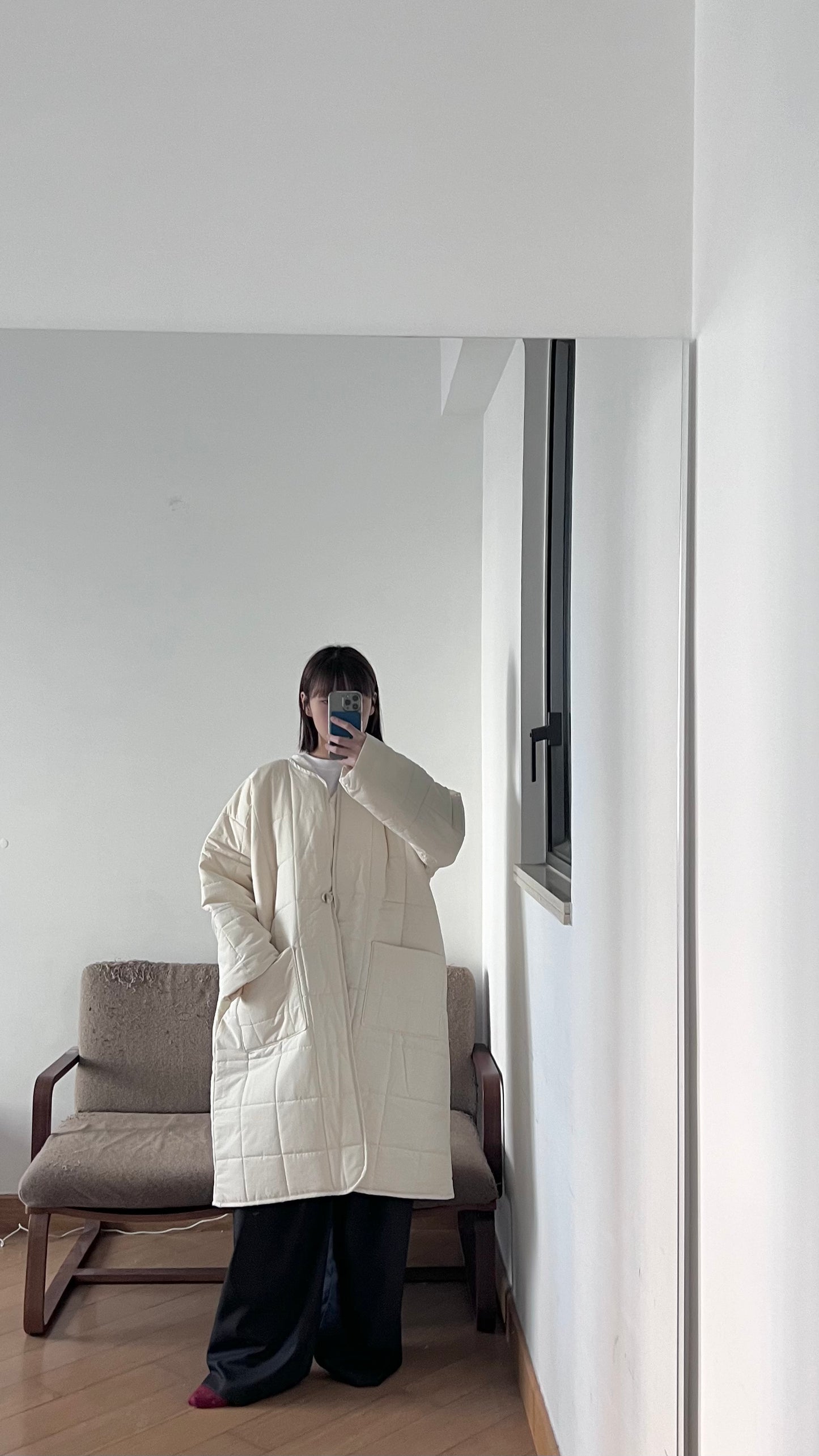 bubble padded coat in ivory ( pre-order )