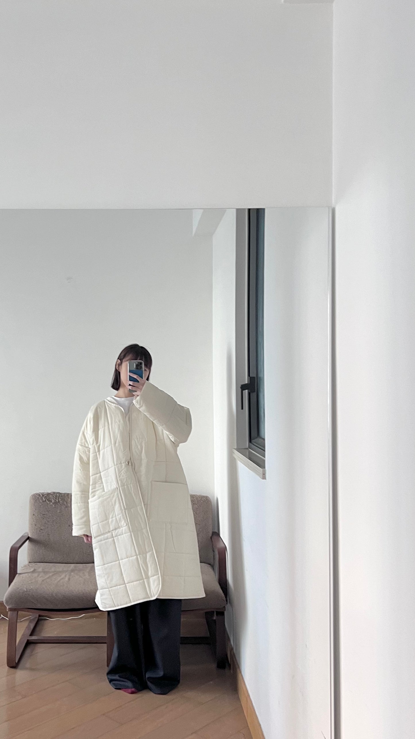 bubble padded coat in ivory ( pre-order )