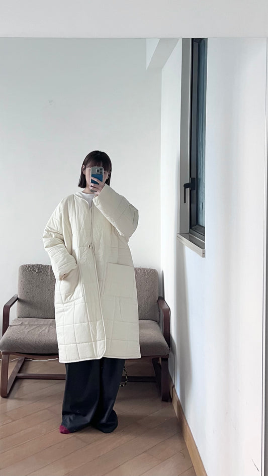 bubble padded coat in ivory ( pre-order )