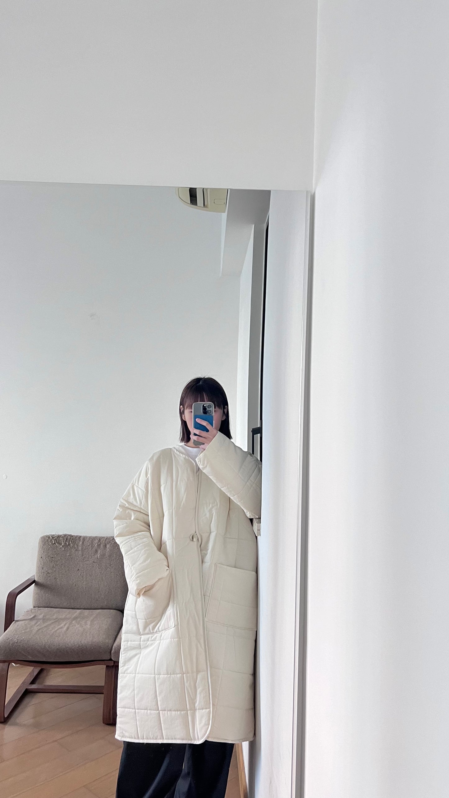 bubble padded coat in ivory ( pre-order )