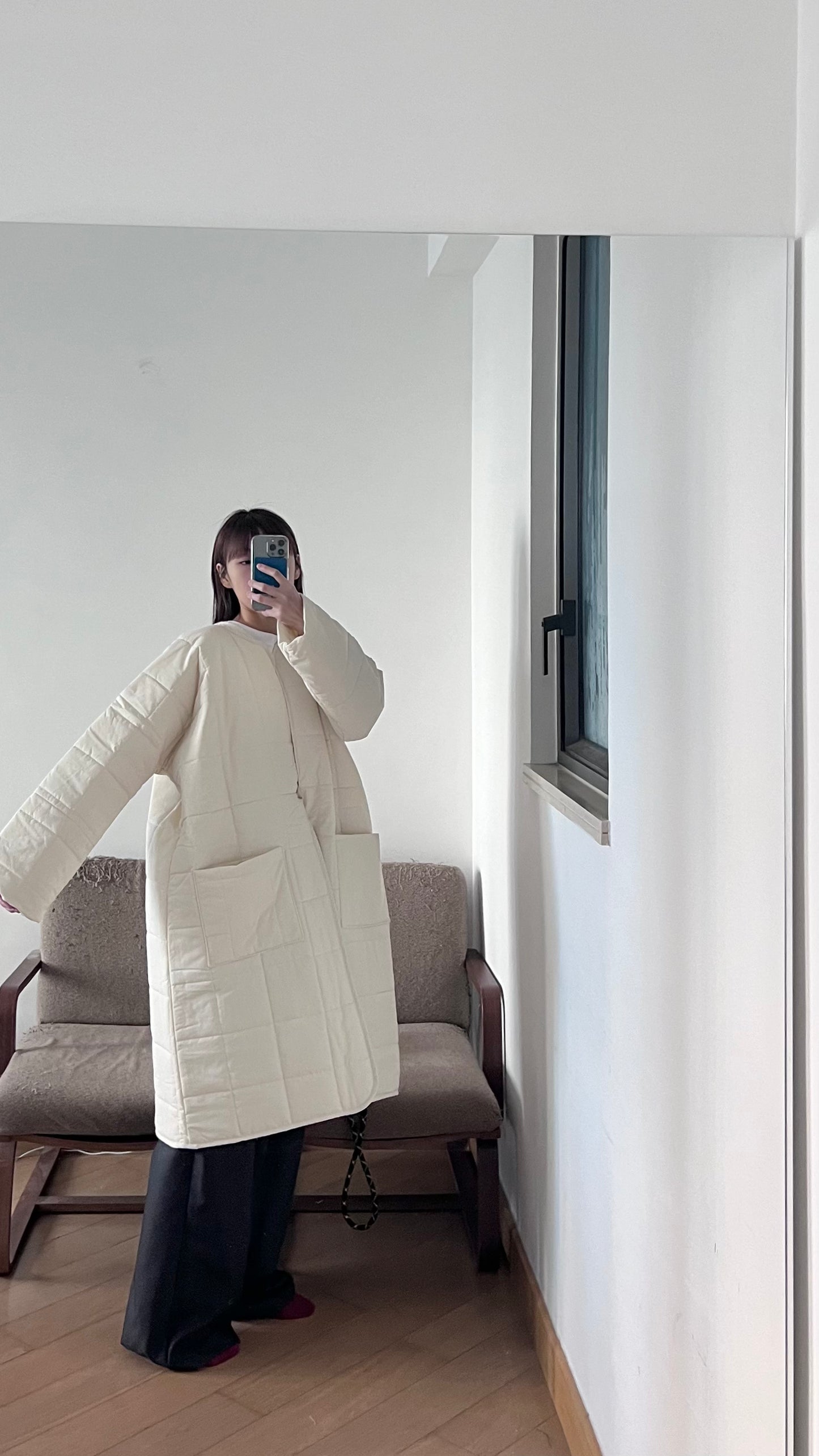 bubble padded coat in ivory ( pre-order )