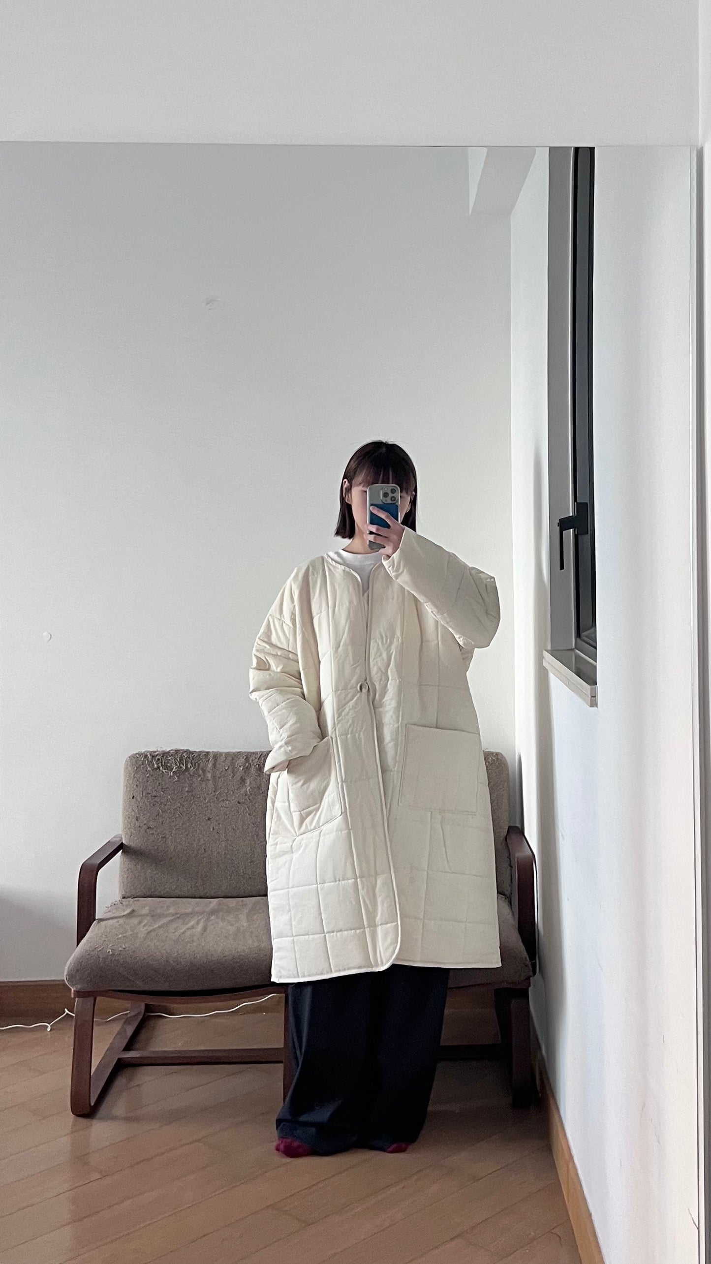 bubble padded coat in ivory ( pre-order )