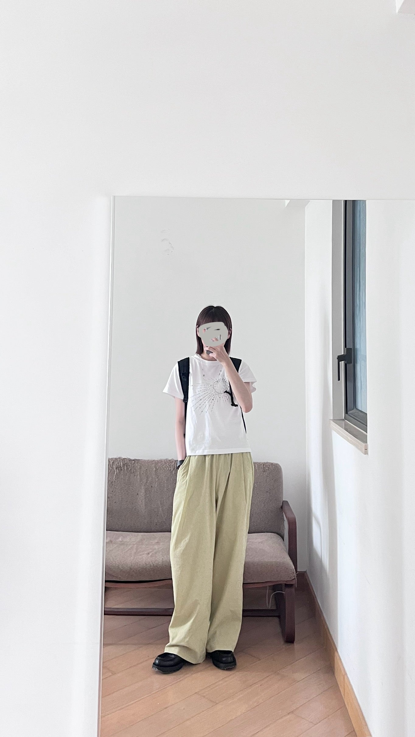 striped wide pants in avocado (pre-order)