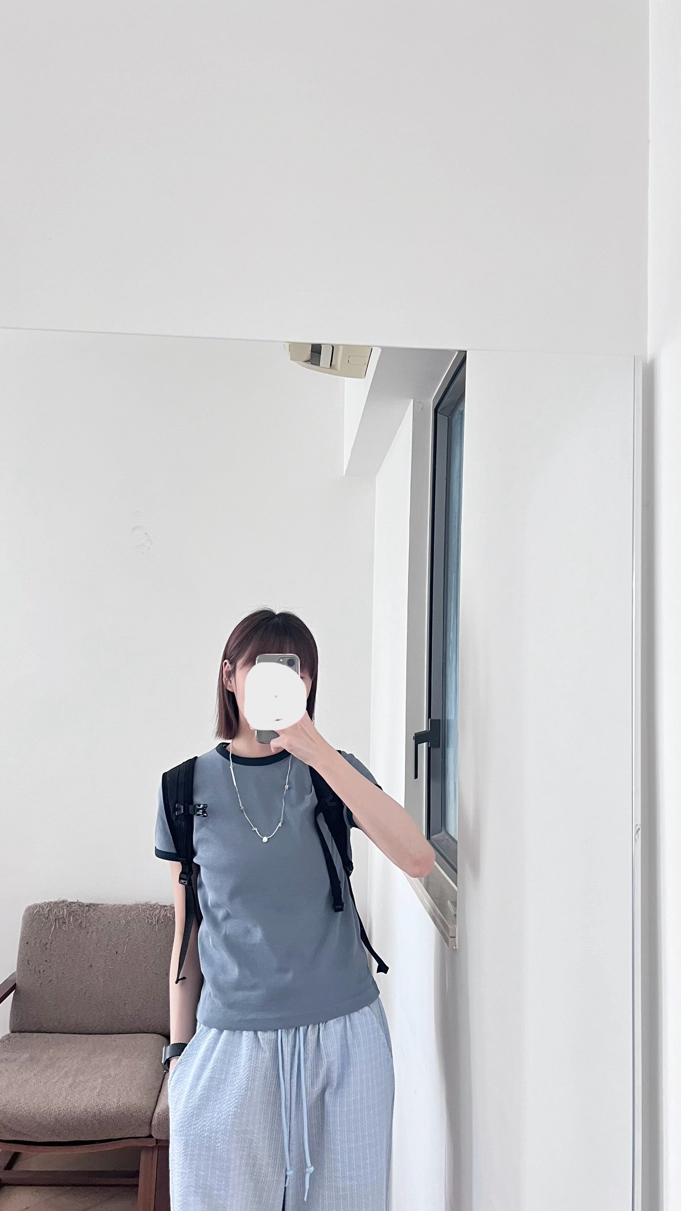 toi checked pants in baby blue (flawed)