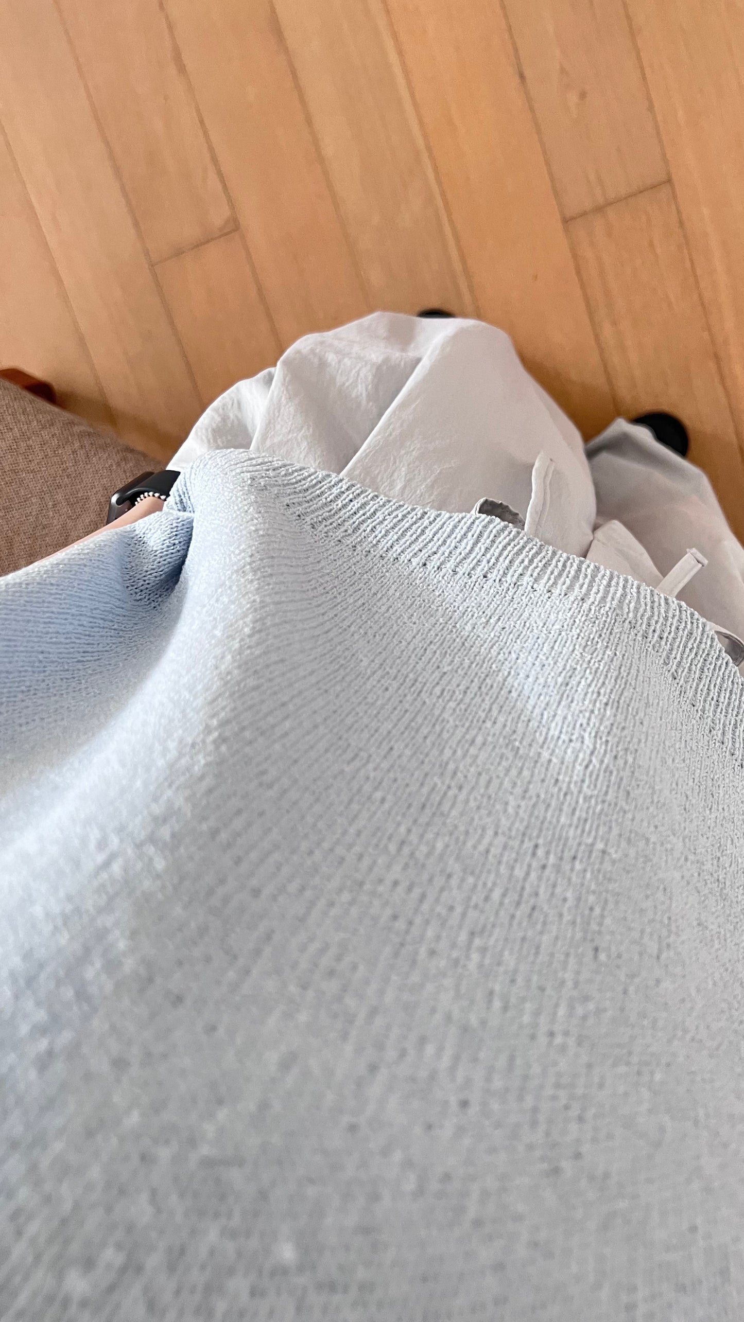 patchwork v-neck vest in baby blue (pre-order)