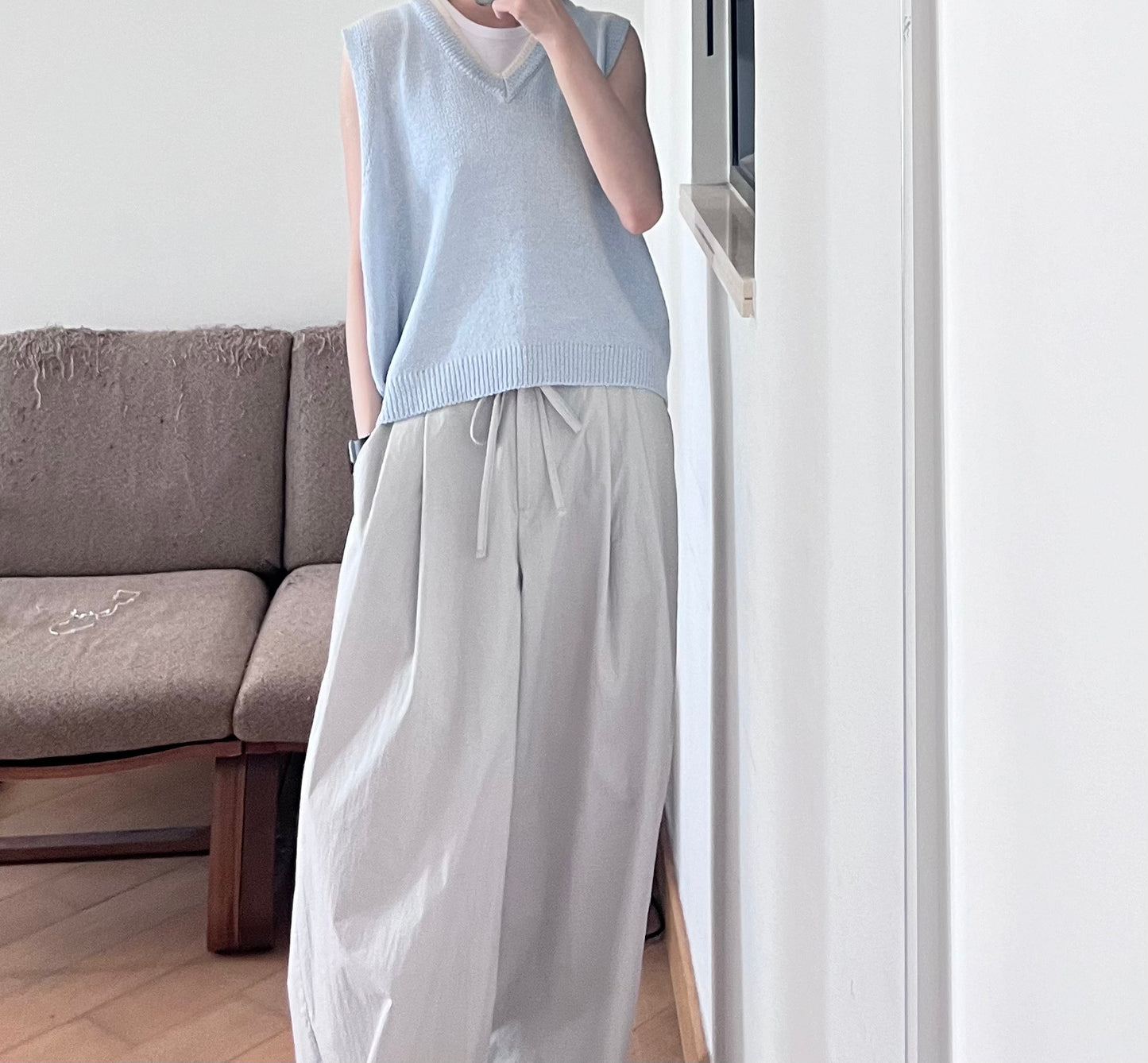 anna wide pants in light grey