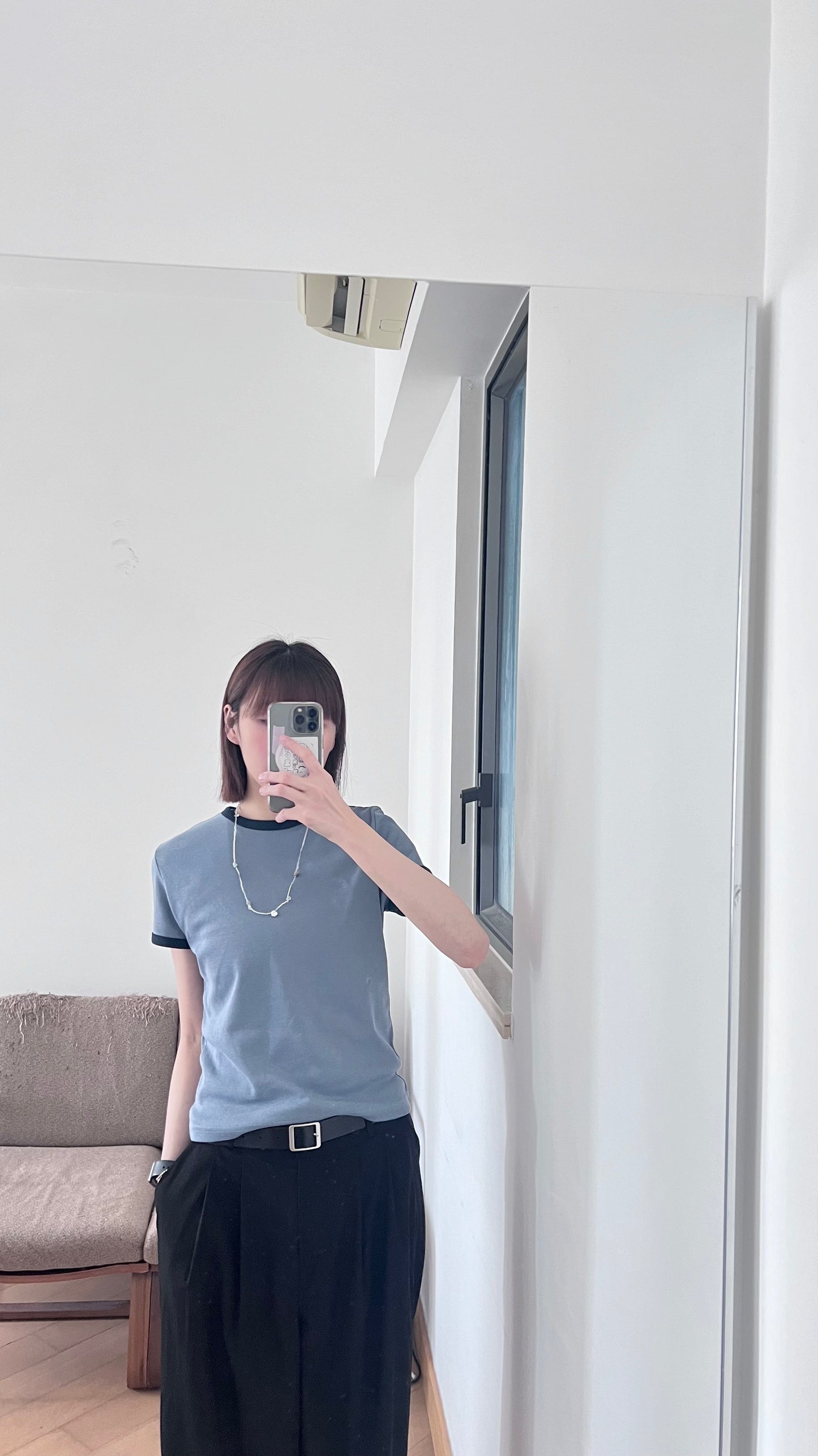 cleanline contrast tee in dusty blue (pre-order)