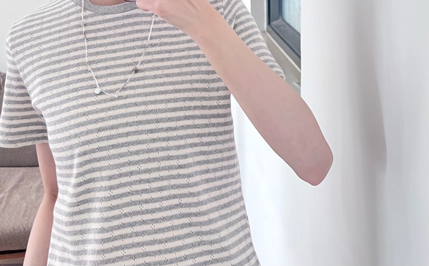 baby cotton striped tee in grey (pre-order)