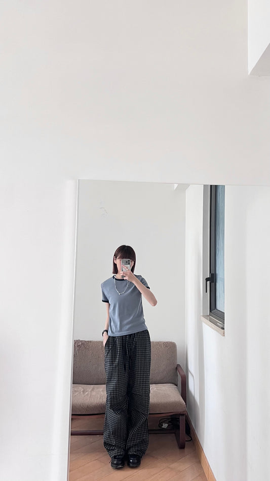 toi checked pants in black (pre-order)