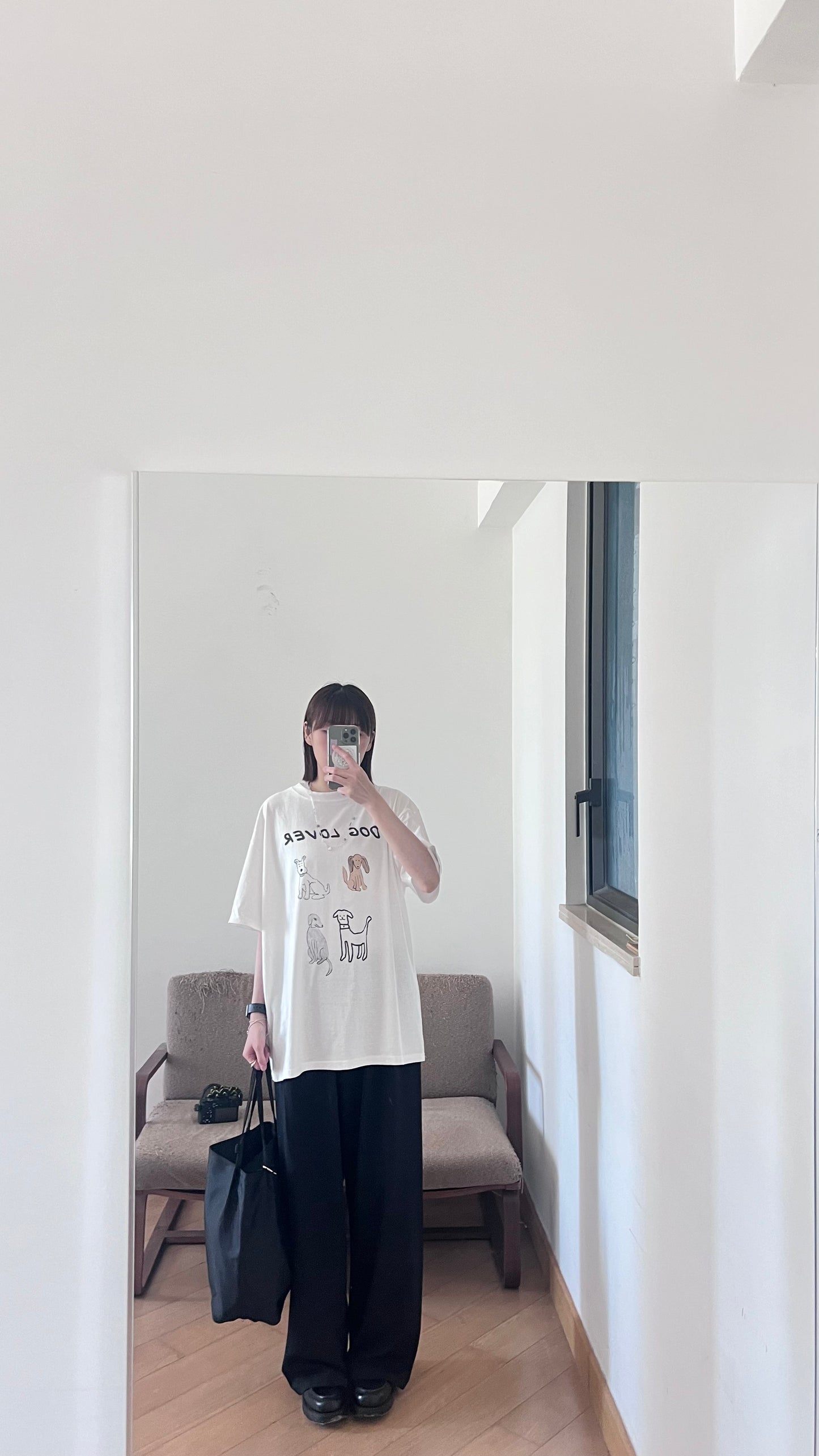 super cuteee doggy oversized tee in white (pre-order)