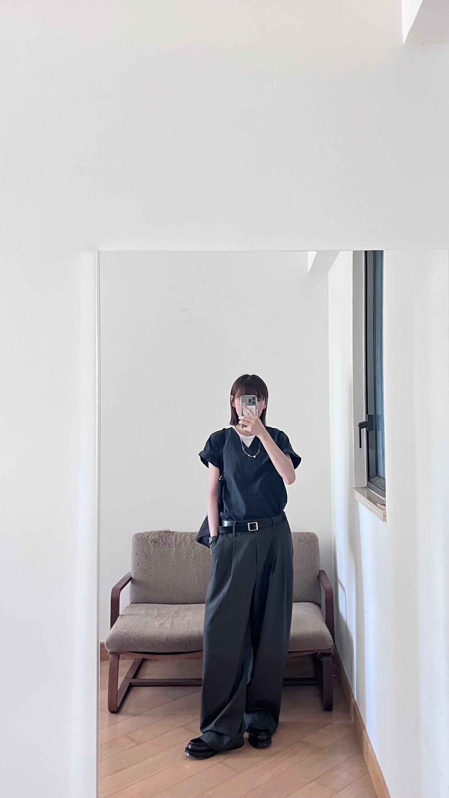classic low-waisted wide pants in grey (pre-order)