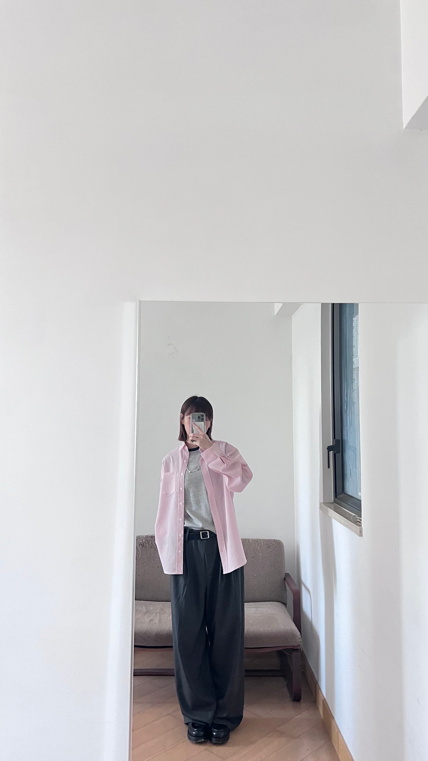classic low-waisted wide pants in grey (pre-order)